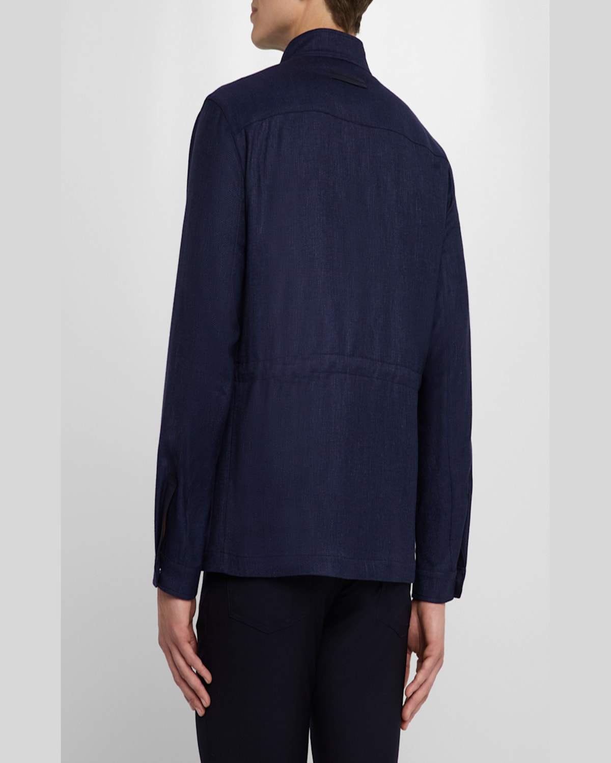 Zegna Cashmere, Silk & Linen Blouson Jacket In Dk Blu Sld