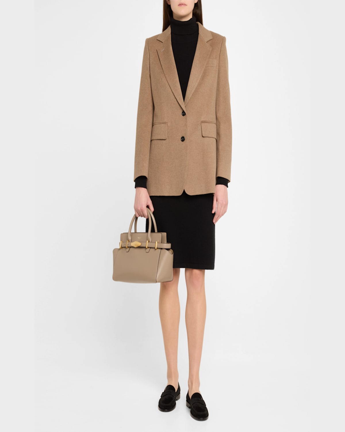 Jimmy Choo Small Diamond Belted Leather Top-handle Bag In Taupegold