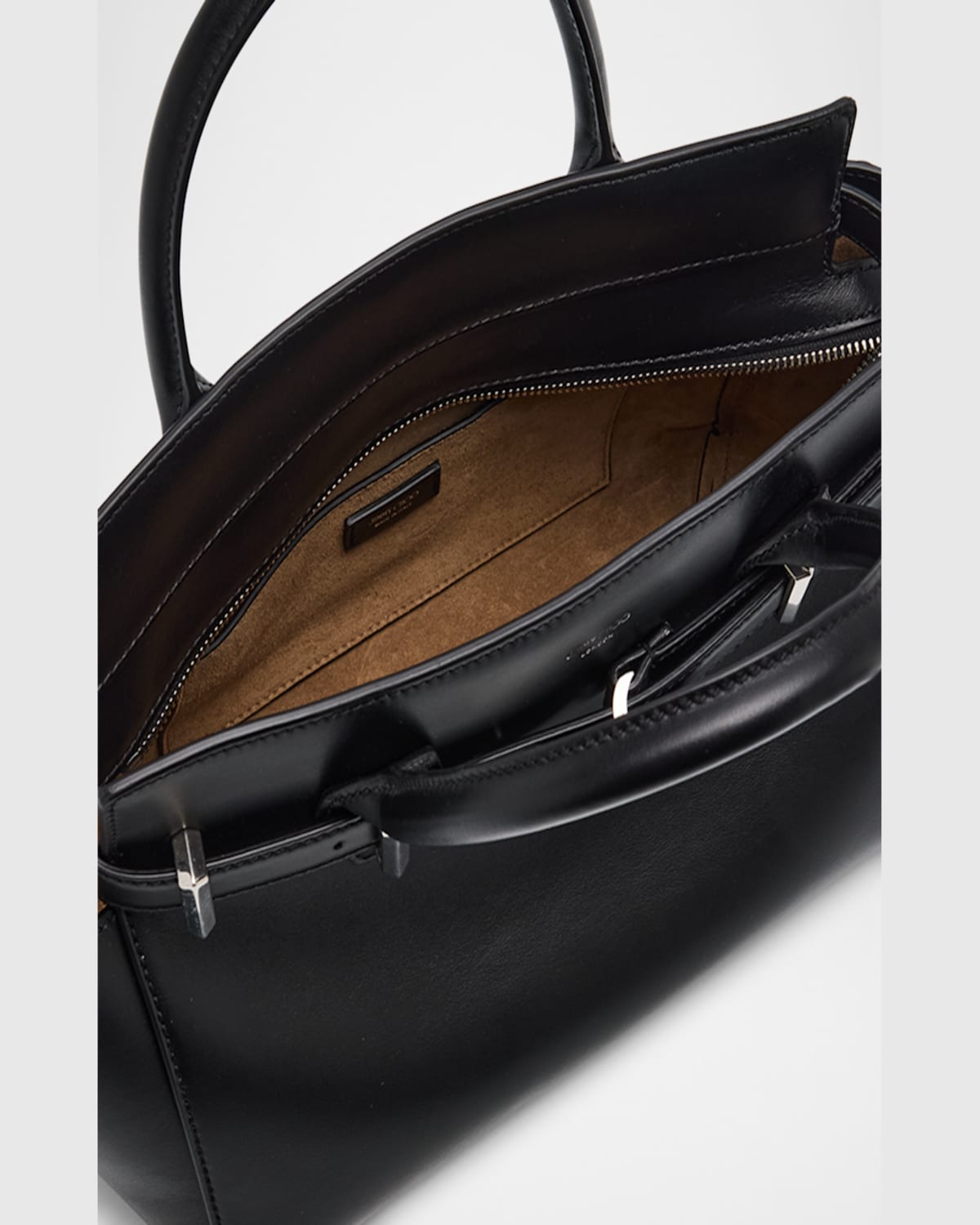 Jimmy Choo Small Diamond Belted Leather Top-handle Bag In Blackant Silv