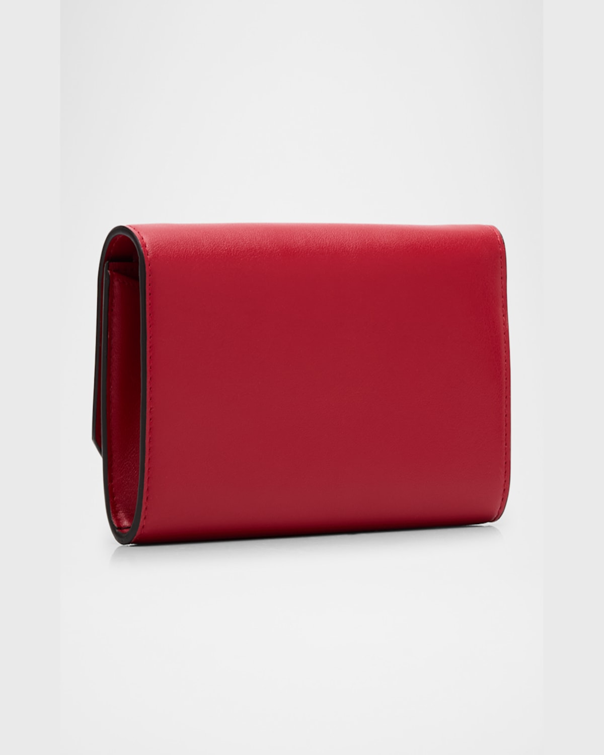 Jimmy Choo Buckle Flap Leather Wallet On Chain In Ruby Redsilver