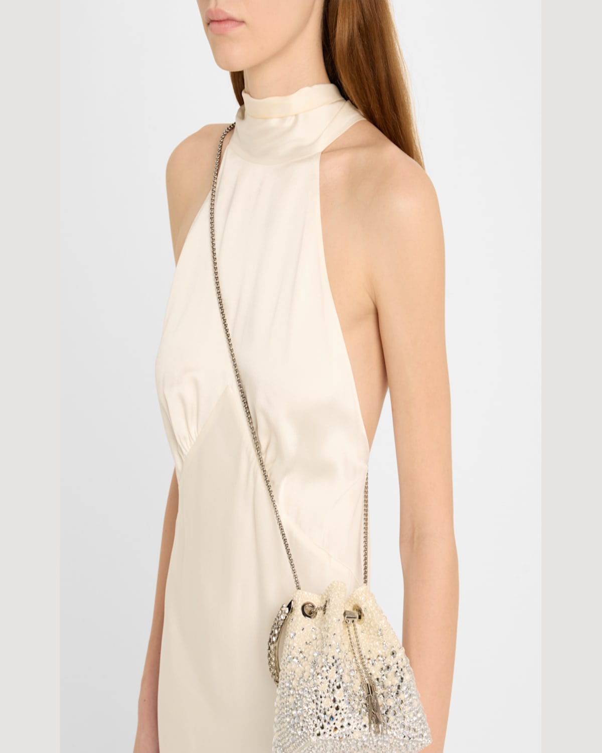 Jimmy Choo Bon Bon Embellished Top-handle Bag In Ivorycrystal