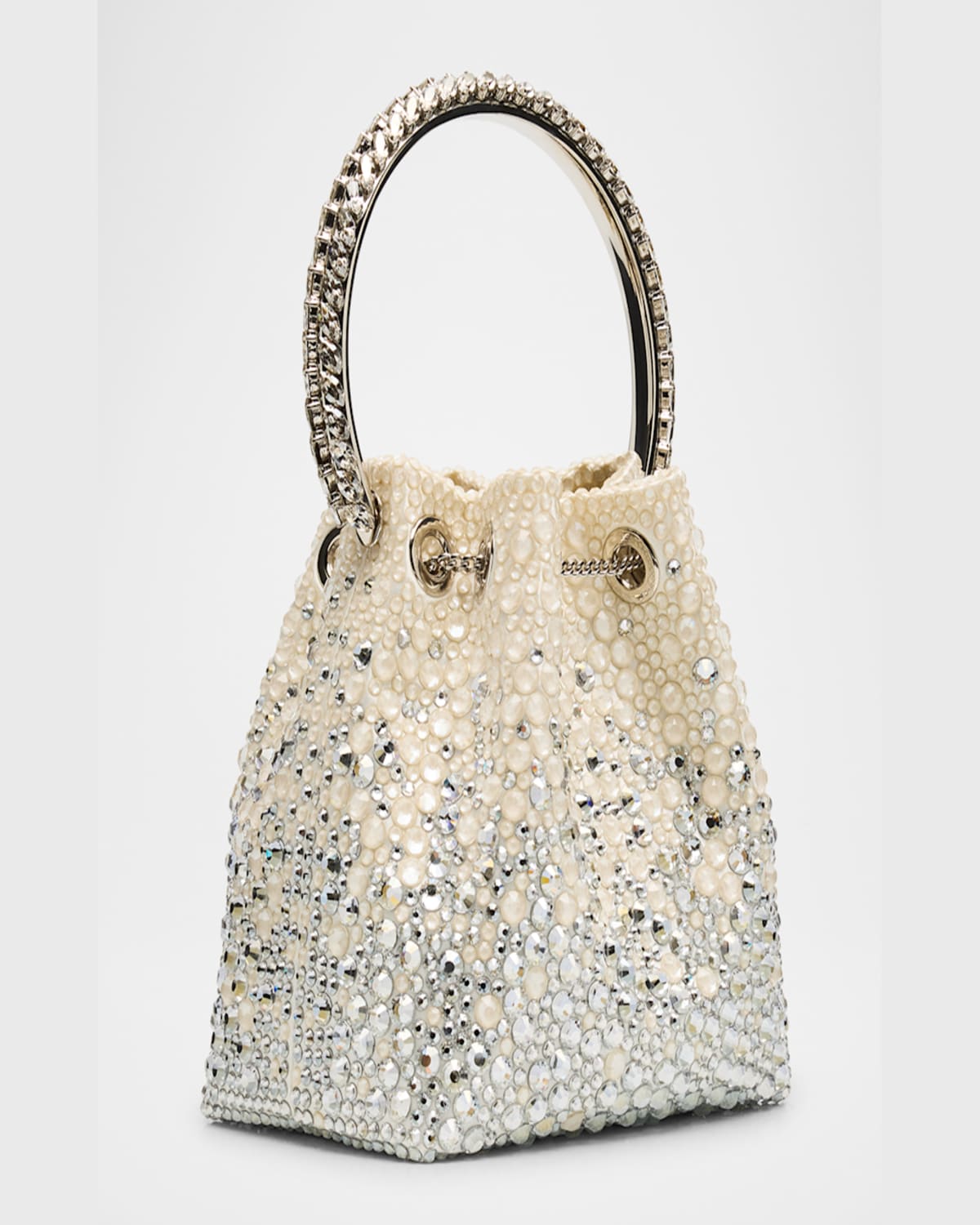 Jimmy Choo Bon Bon Embellished Top-handle Bag In Ivorycrystal
