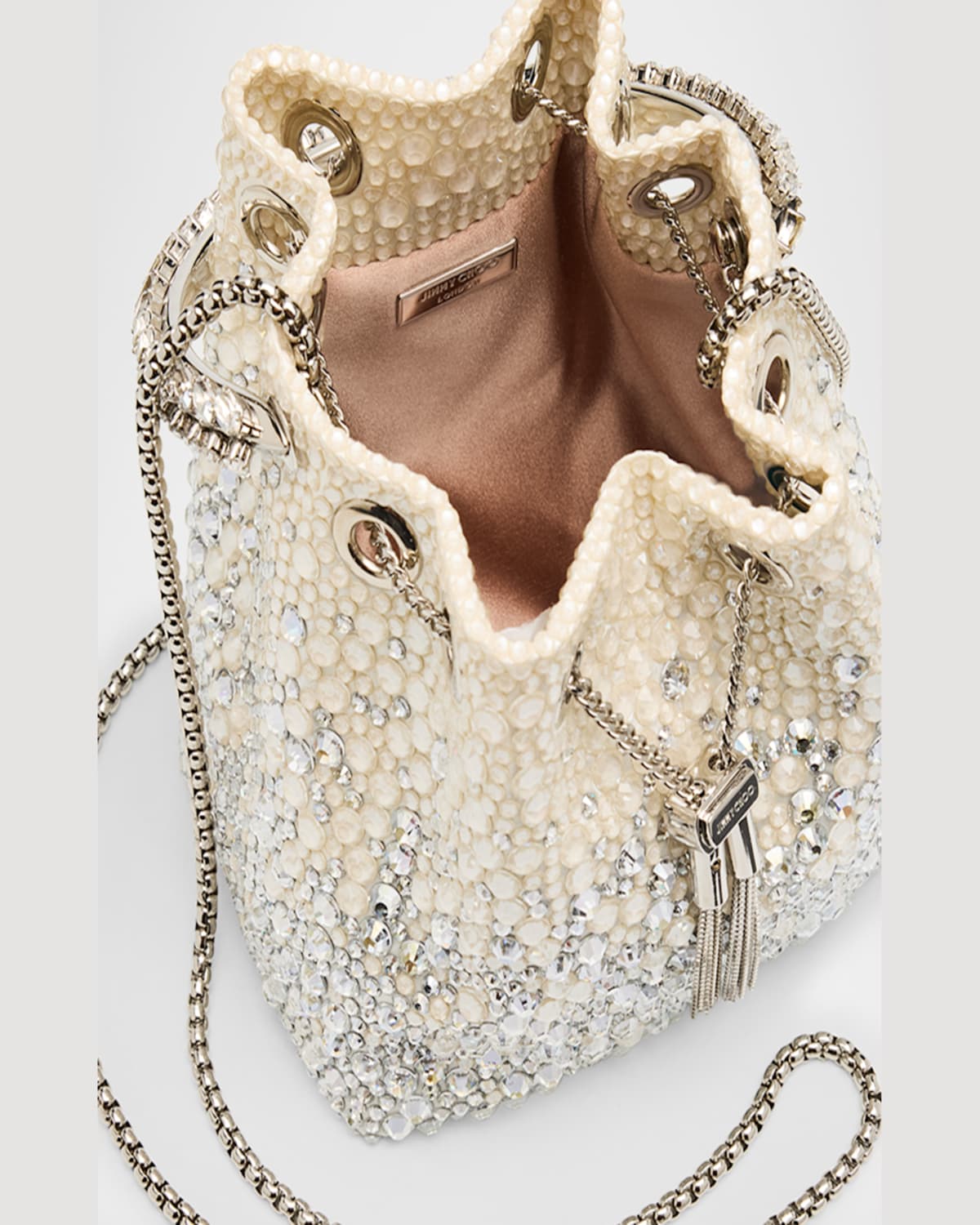 Jimmy Choo Bon Bon Embellished Top-handle Bag In Ivorycrystal