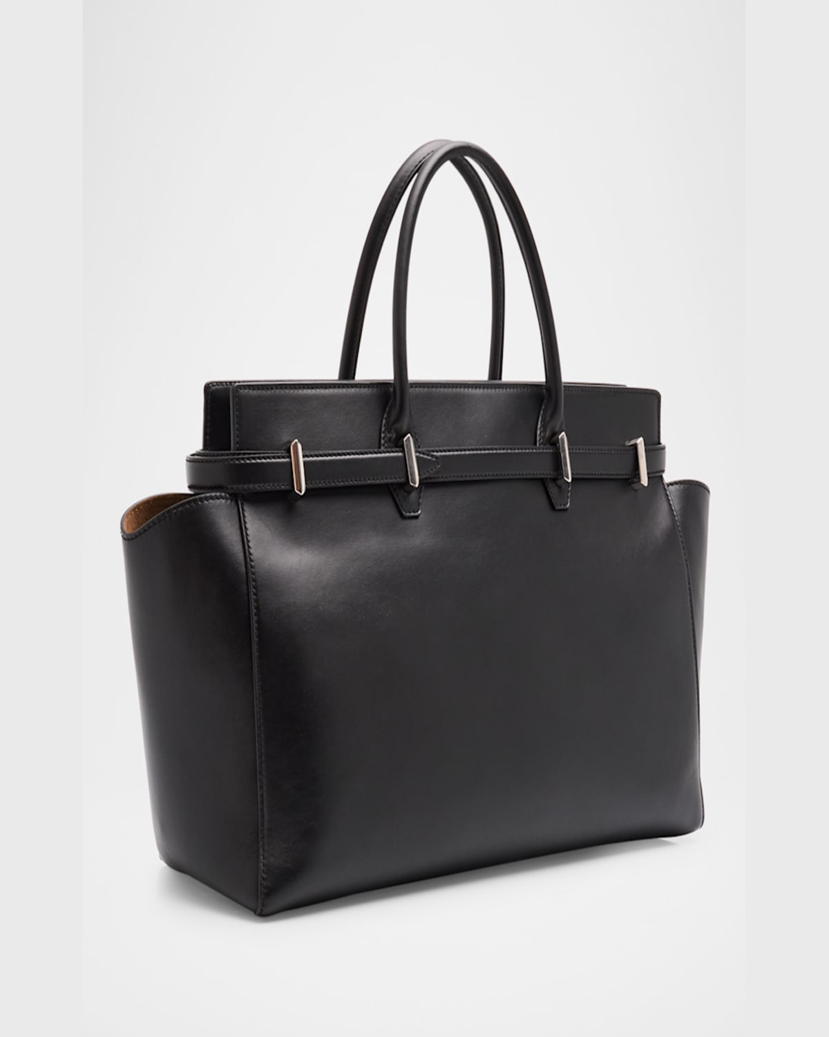 Jimmy Choo Black Leather Large Diamond Belted Shopping Bag In Blackant Silv