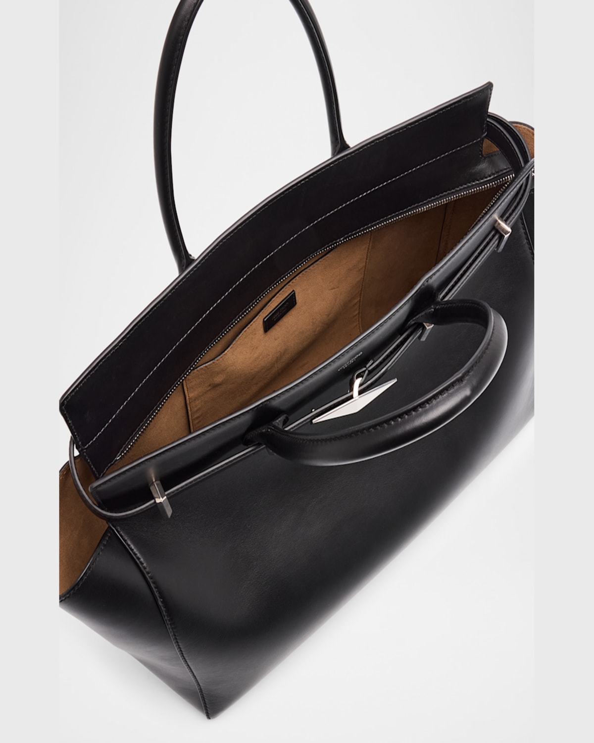 Jimmy Choo Black Leather Large Diamond Belted Shopping Bag In Blackant Silv
