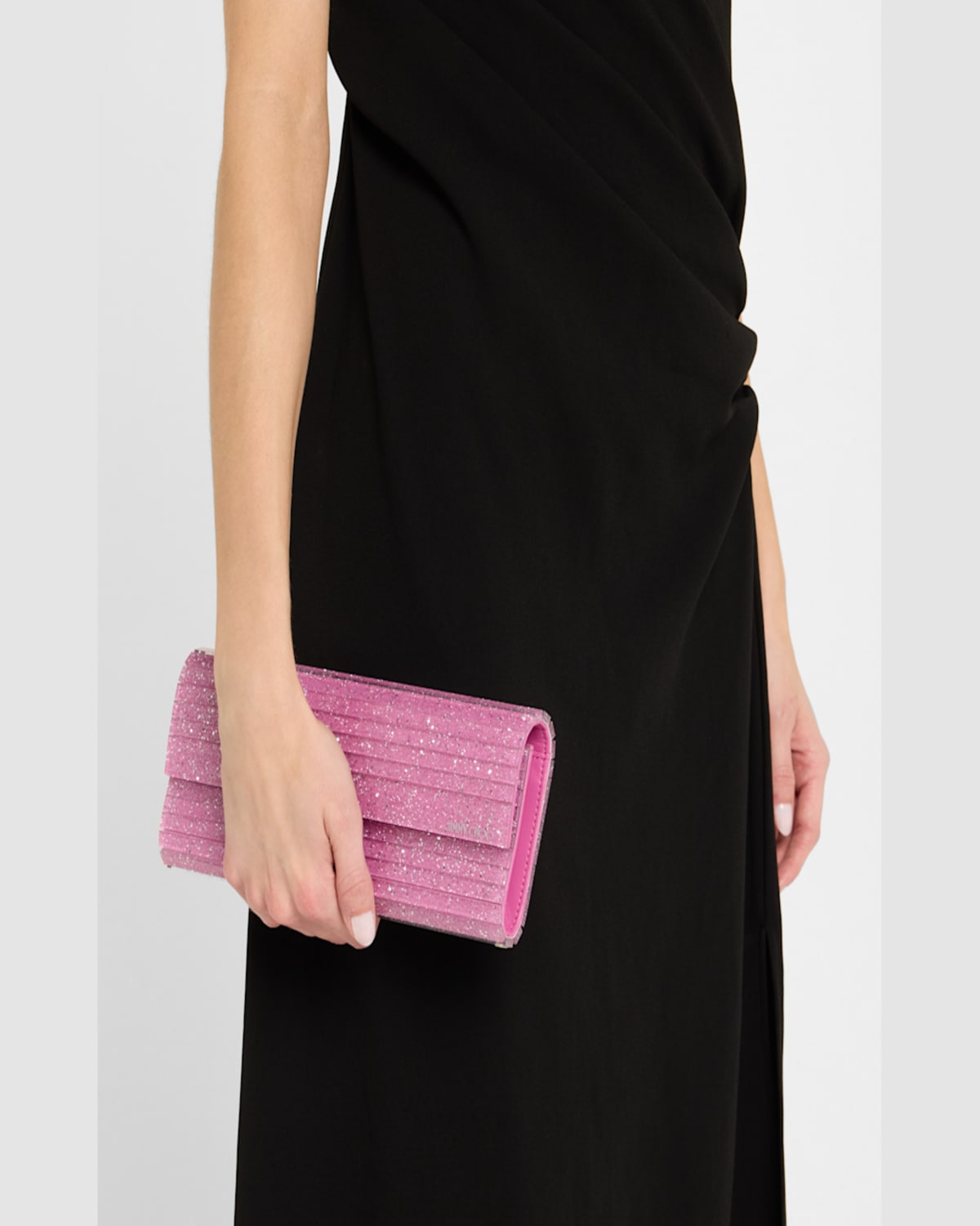 Jimmy Choo Sweetie Glitter Clutch Bag In Pink