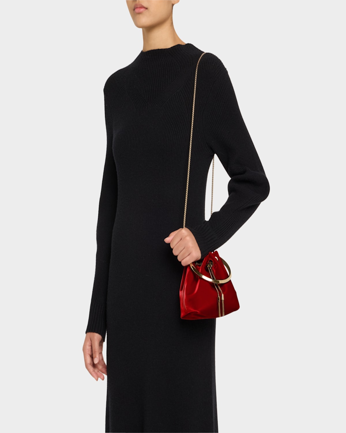 Jimmy Choo Bon Bon Velvet With Metal Handle In Ruby Redsilver