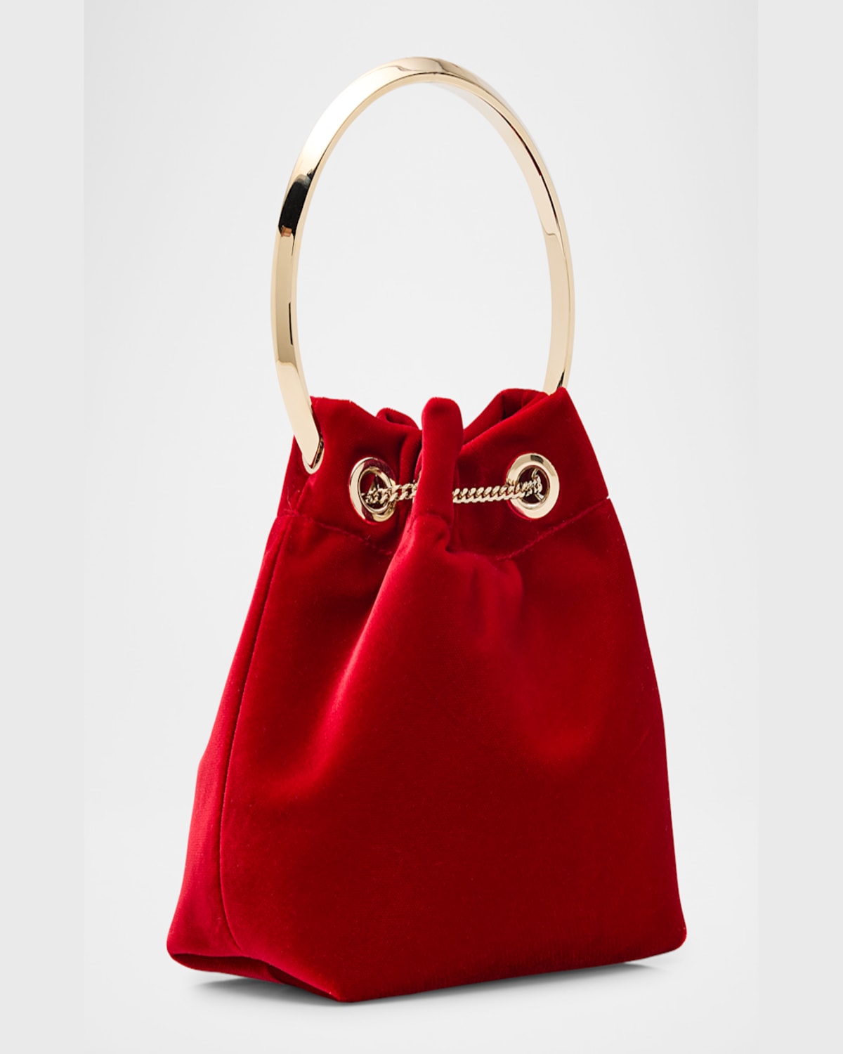 Jimmy Choo Bon Bon Velvet With Metal Handle In Ruby Redsilver