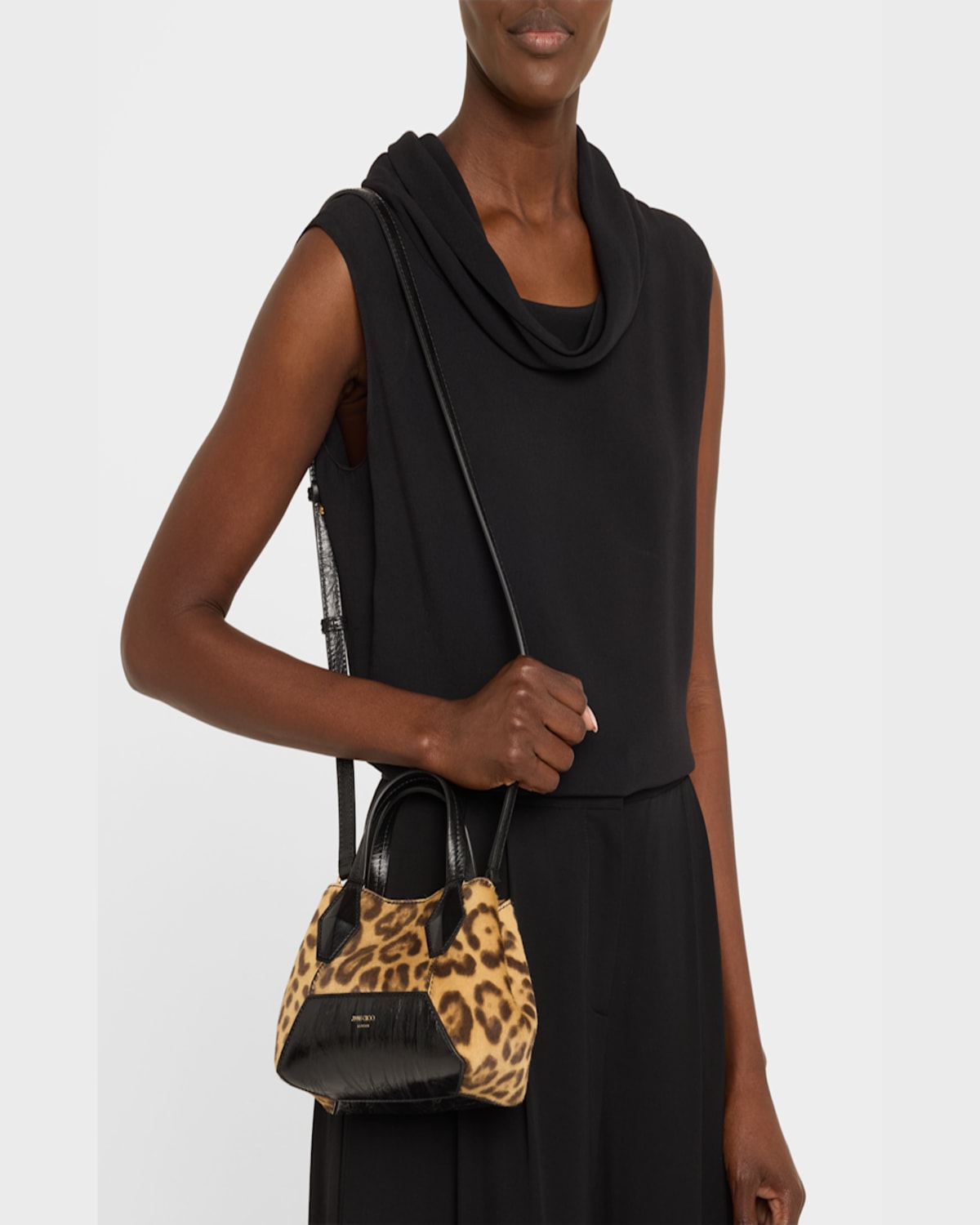 Jimmy Choo Women's Mini Diamond Tote Bag In Natblkgold