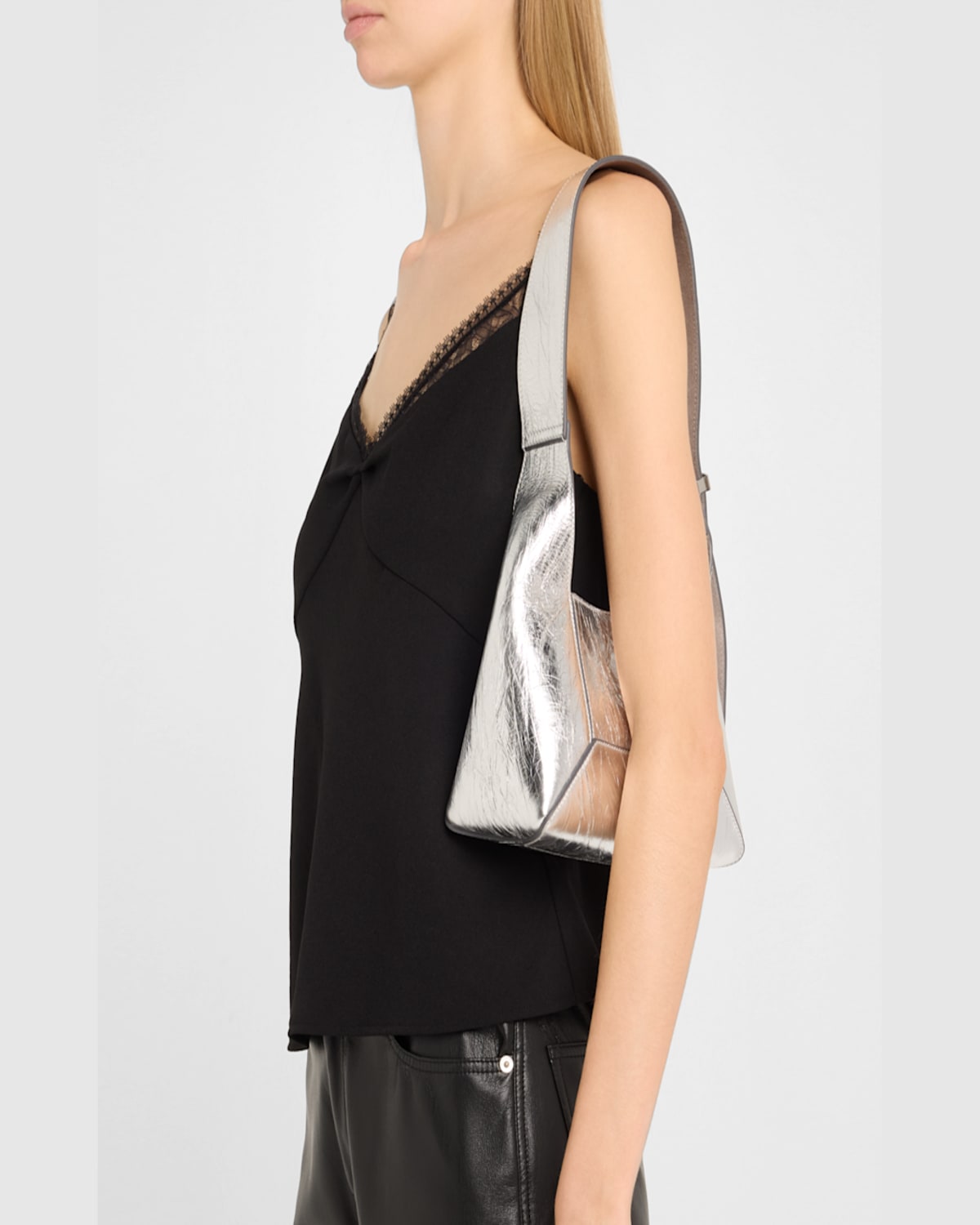 Jimmy Choo Diamond Small Embellished Leather Shoulder Bag In Silveras