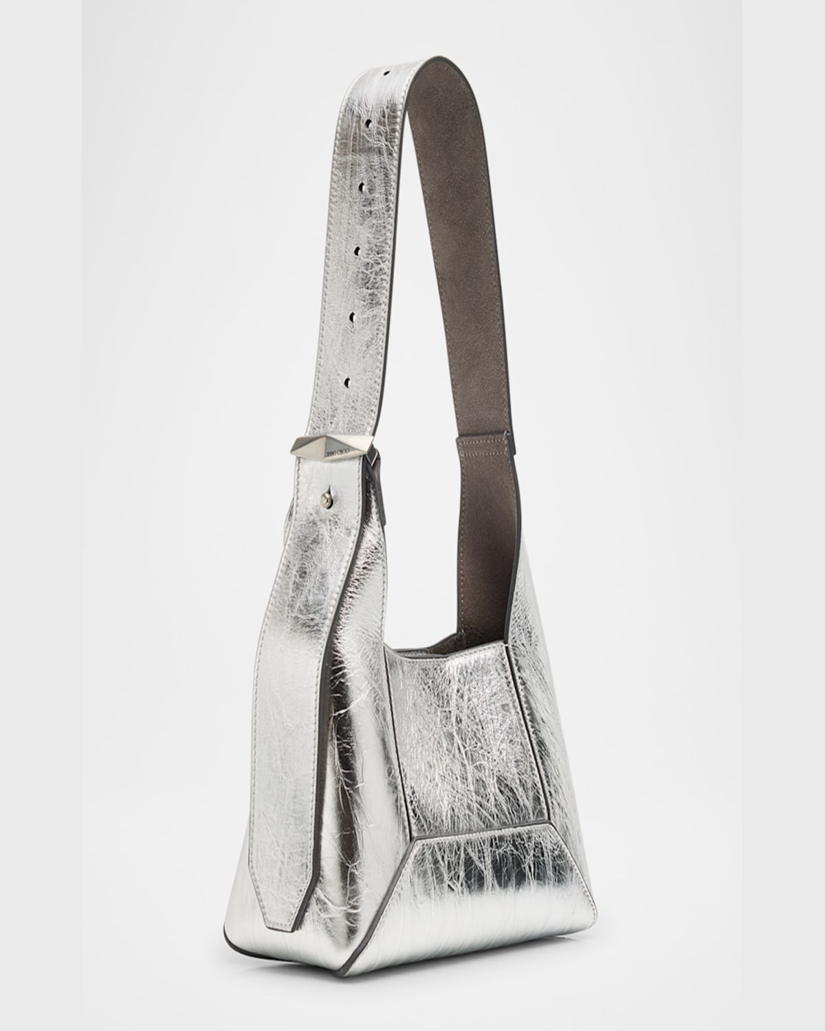 Jimmy Choo Diamond Small Embellished Leather Shoulder Bag In Silveras