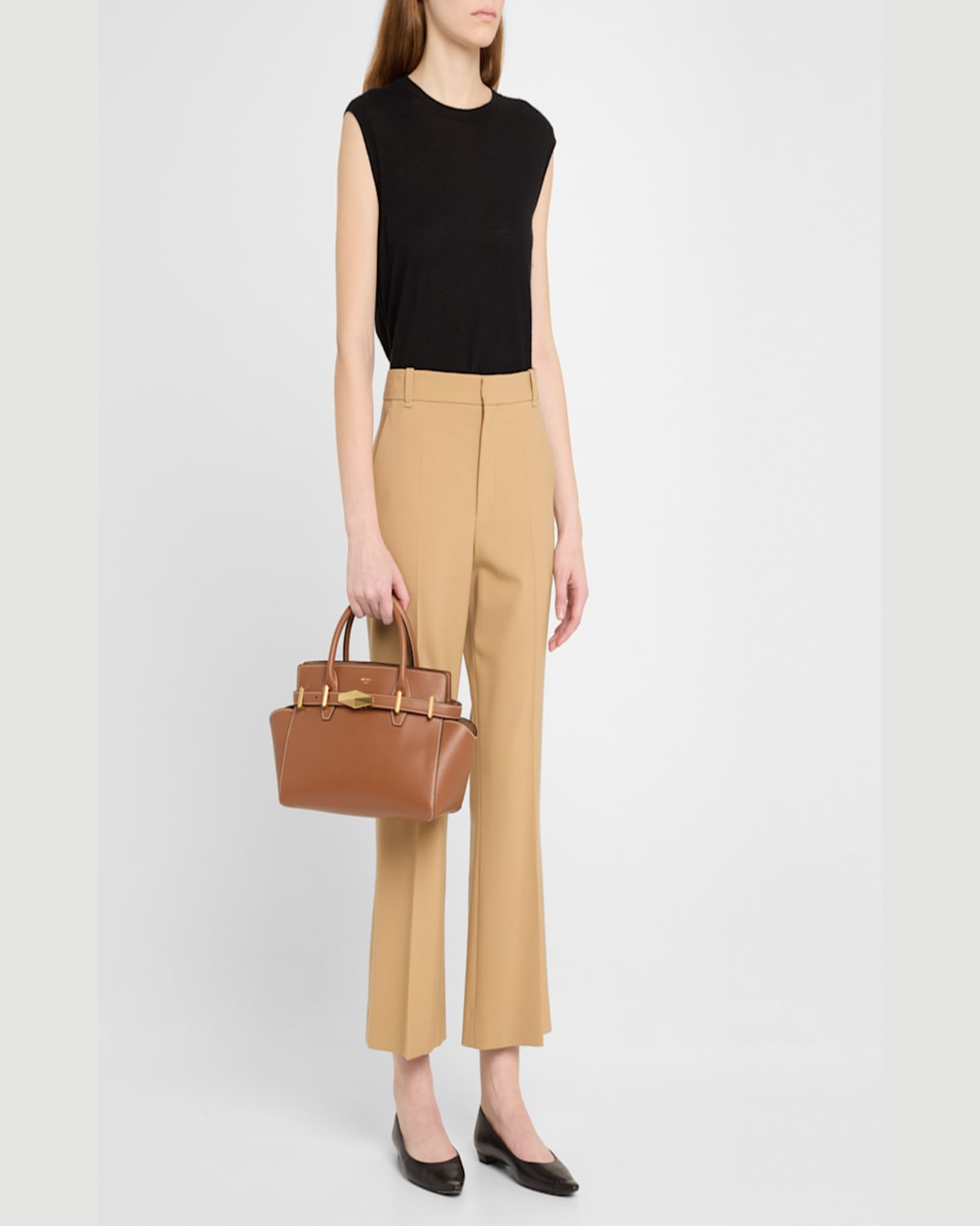 Jimmy Choo Small Diamond Belted Leather Top-handle Bag In Tanecrugold