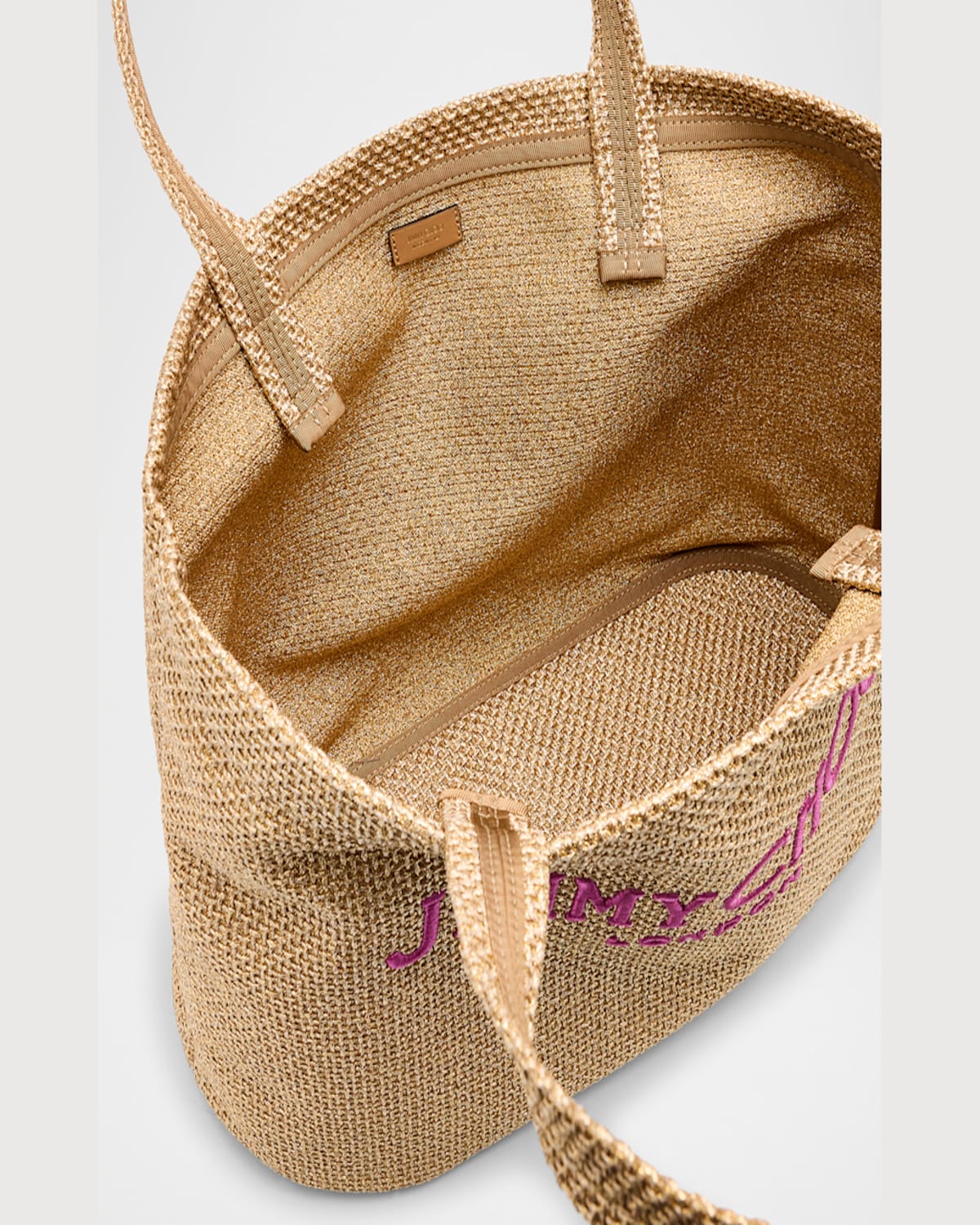 Jimmy Choo Gold Rafia Mini Beach Shopping Bag In Gold