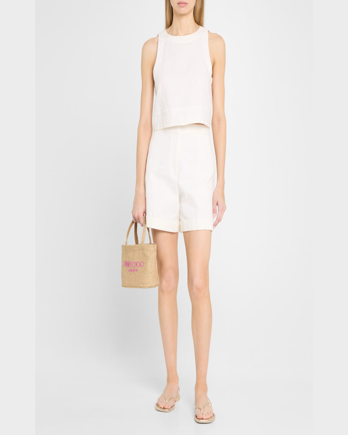 Jimmy Choo Mini Metallic Raffia Beach Tote Bag In Gold