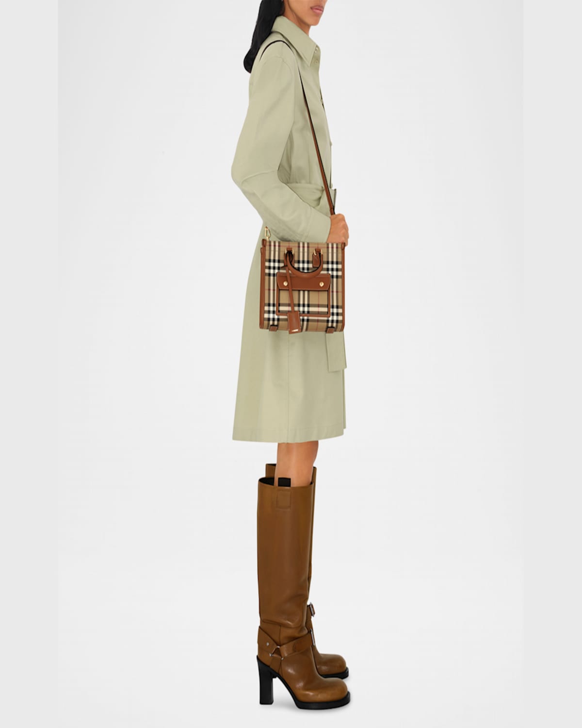 Burberry Freya Check Tote Bag In Vintage Check Briar Brown