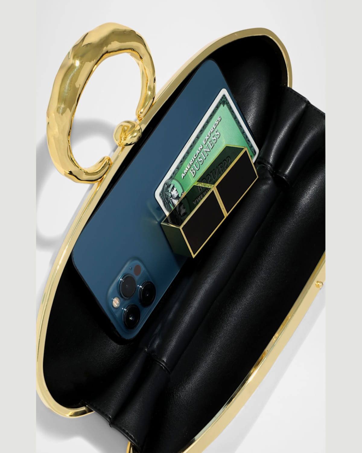 ALEXIS BITTAR MOLTEN RING BULLET LEATHER CLUTCH BAG 