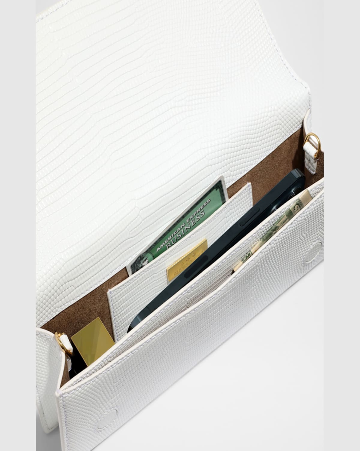 ALEXIS BITTAR LIZARD-EMBOSSED LEATHER CLUTCH BAG WITH SIDE HANDLE 