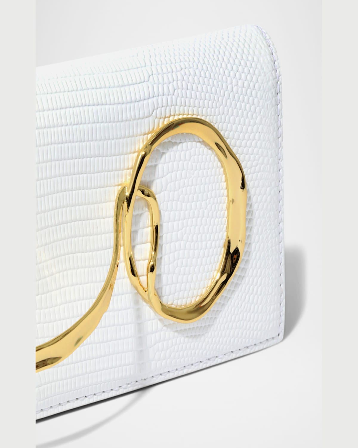 ALEXIS BITTAR LIZARD-EMBOSSED LEATHER CLUTCH BAG WITH SIDE HANDLE 