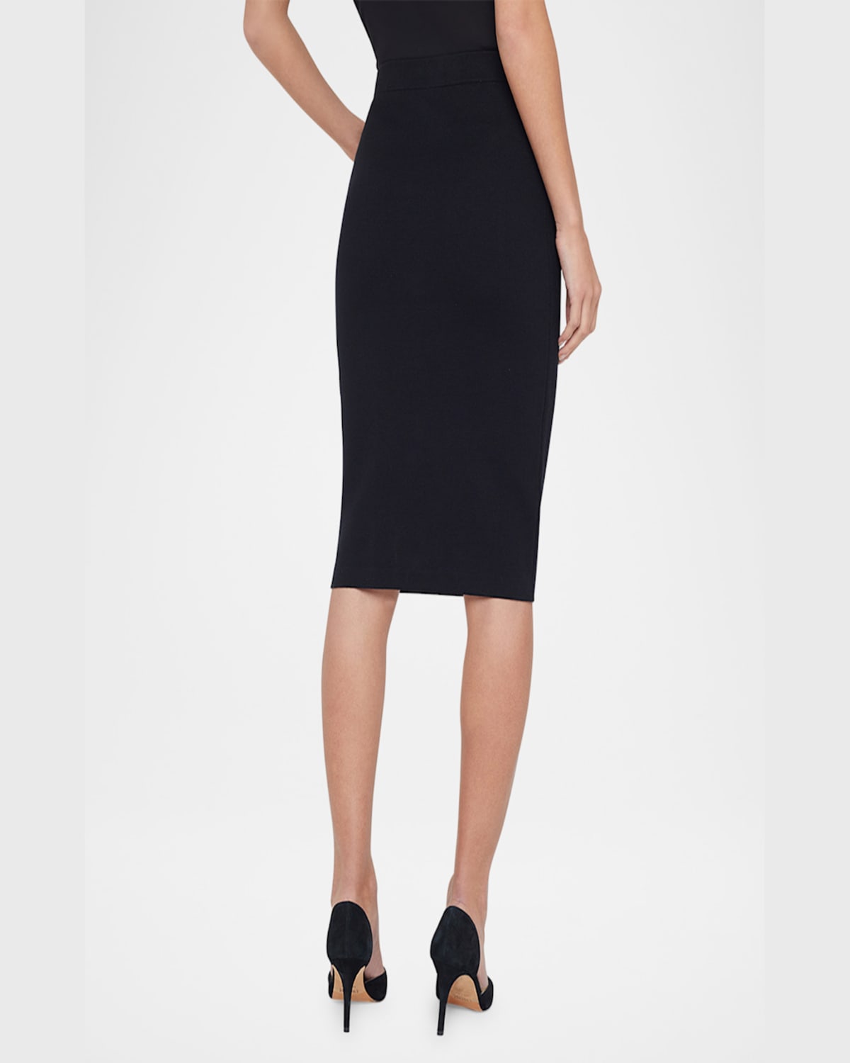 Shop L Agence Amira Knit Buttoned Knee-length Skirt In Pale Jadenickel Rose