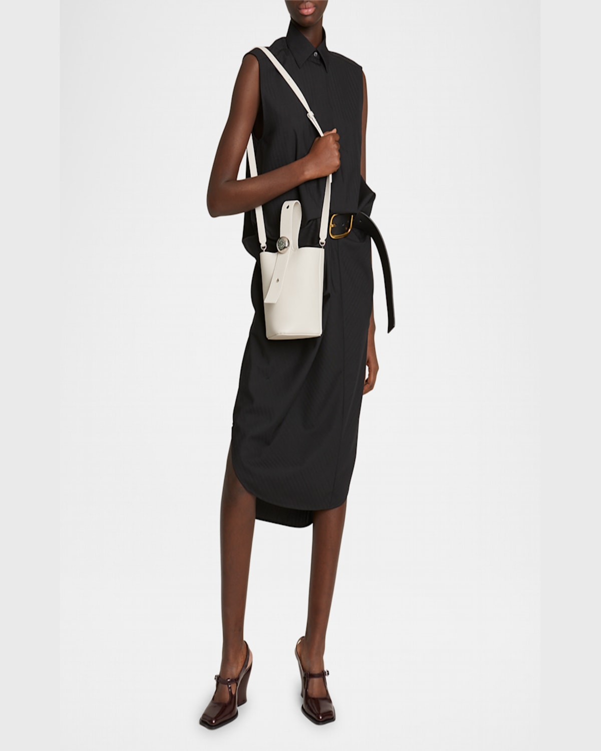 Loewe Mini Pebble Leather Bucket Bag In Soft White