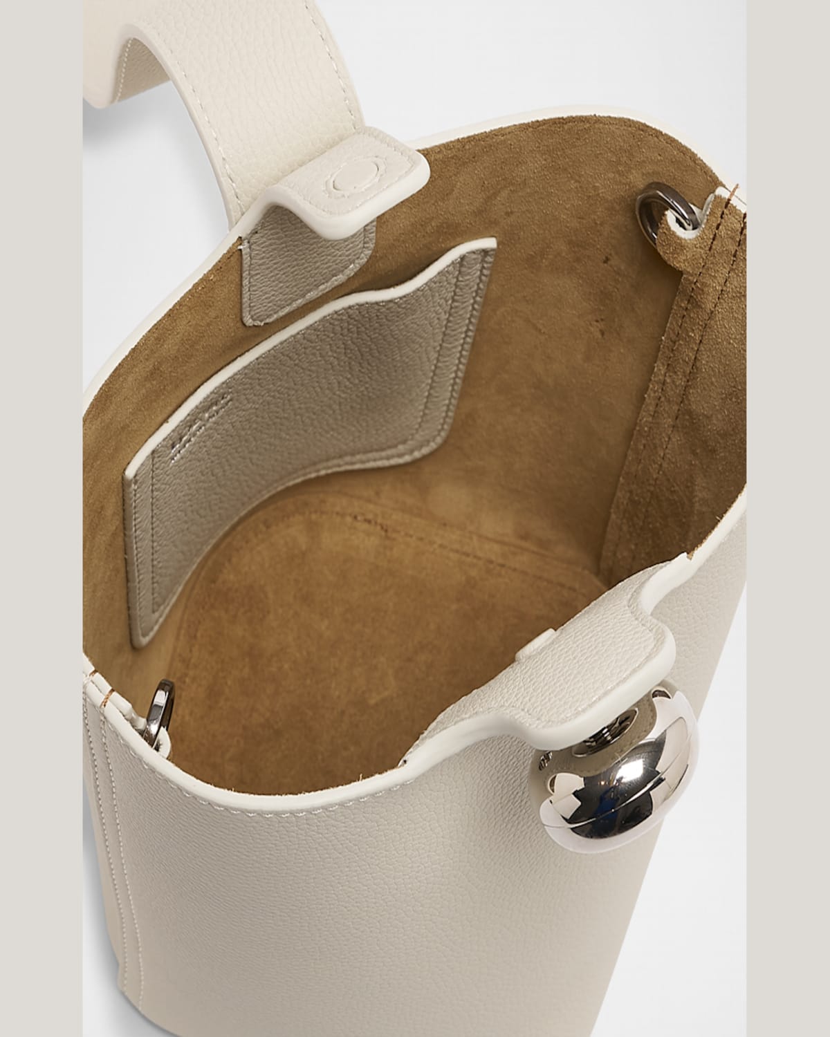 Loewe Mini Pebble Leather Bucket Bag In Soft White