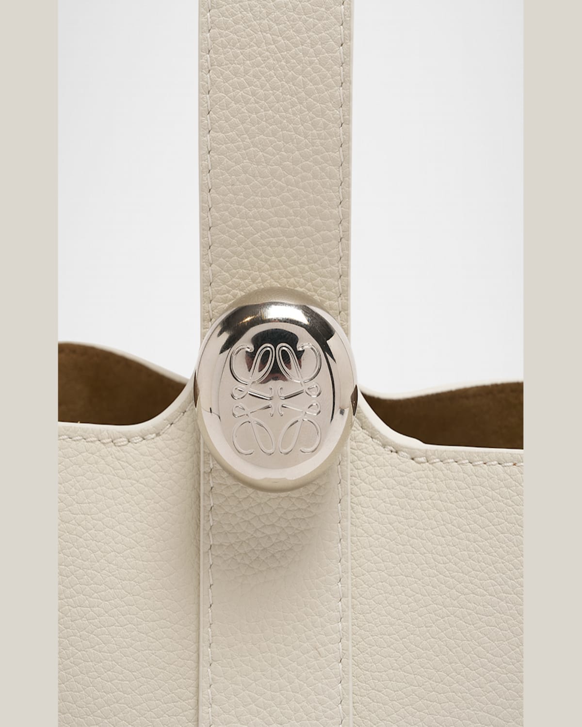 Loewe Mini Pebble Leather Bucket Bag In Soft White