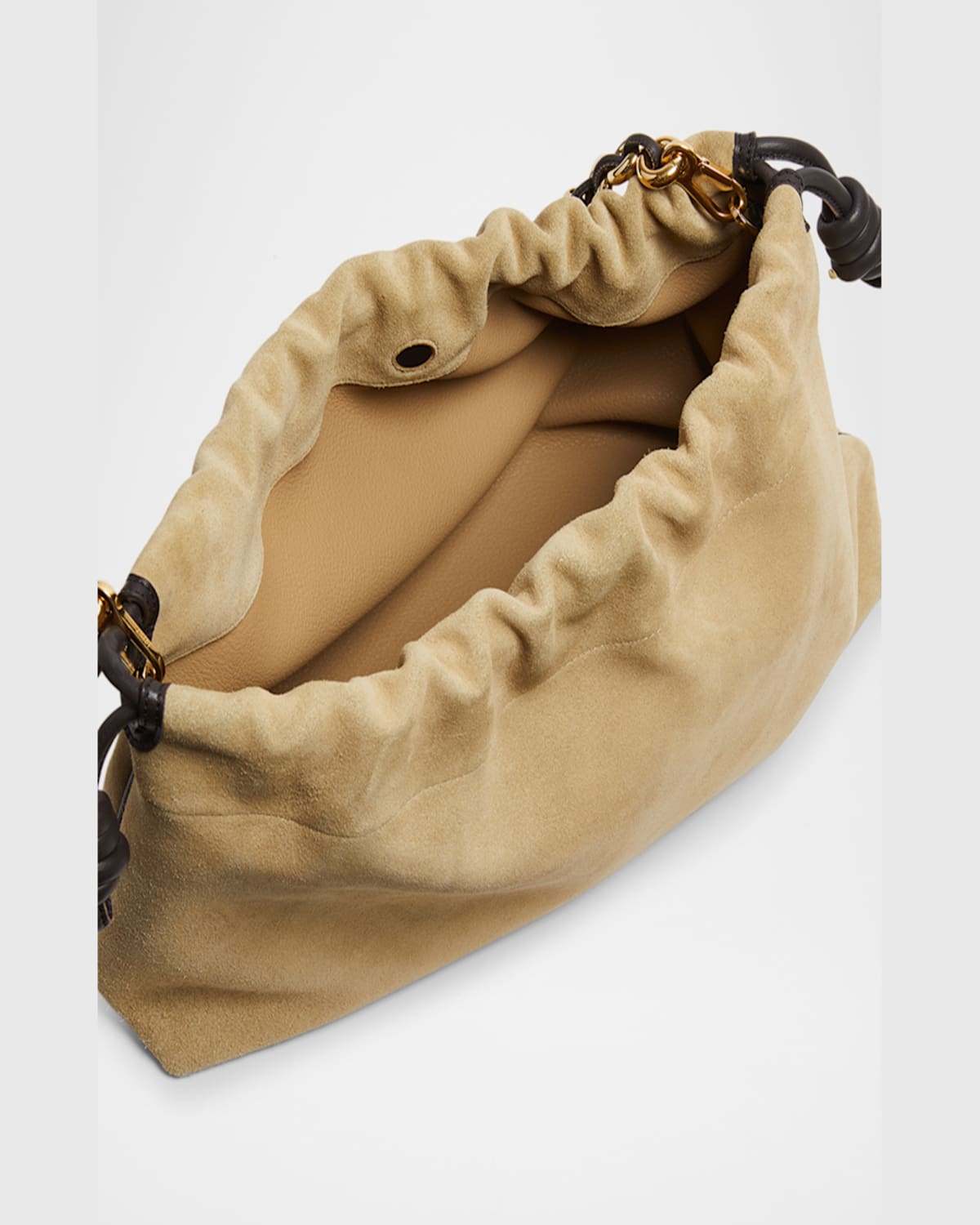 Loewe Flamenco Large Suede Shoulder Bag In Gold