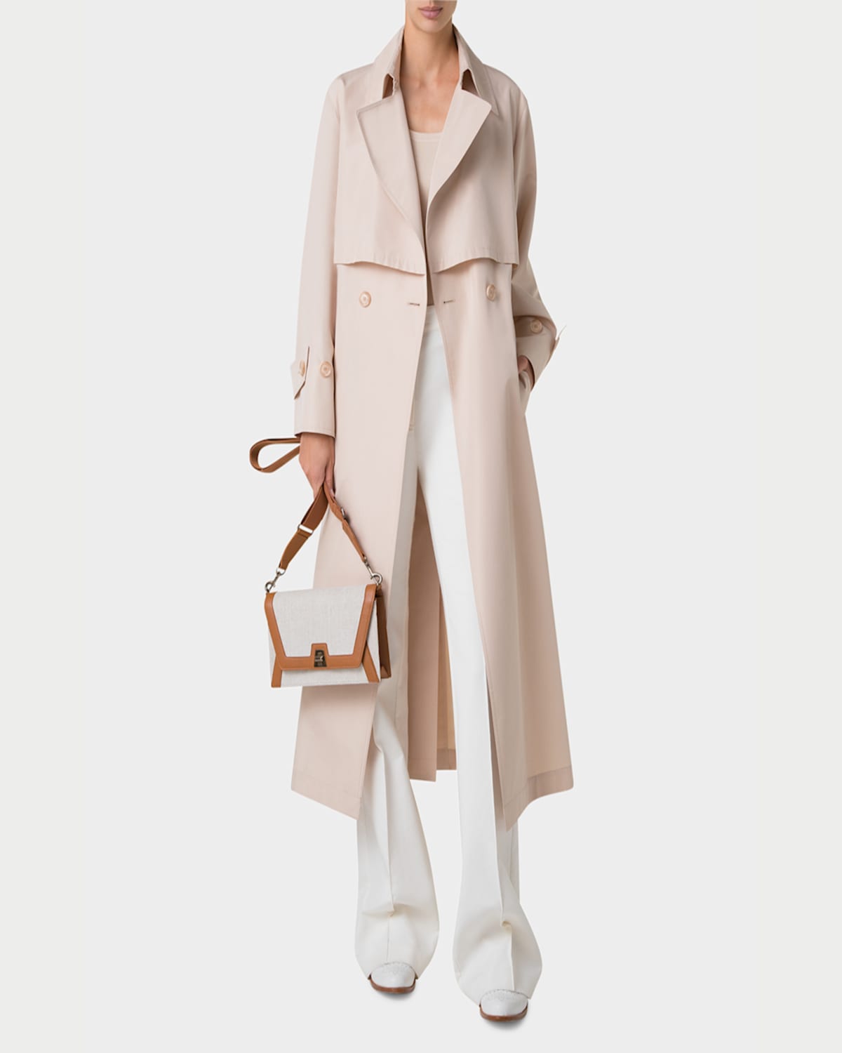 AKRIS ANOUK CITY CANVAS & LEATHER CROSSBODY BAG 