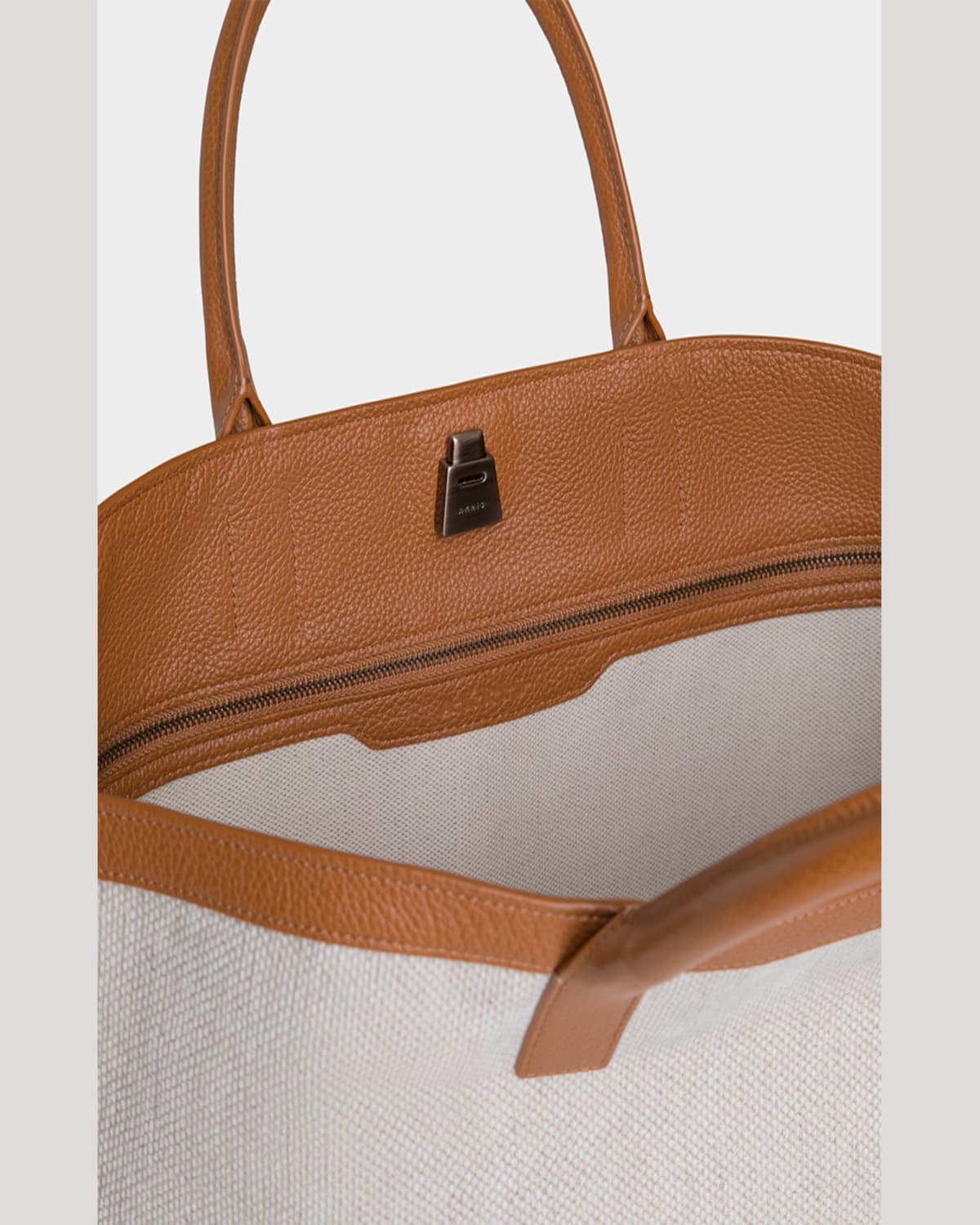 AKRIS AI CANVAS & LEATHER TOTE BAG 