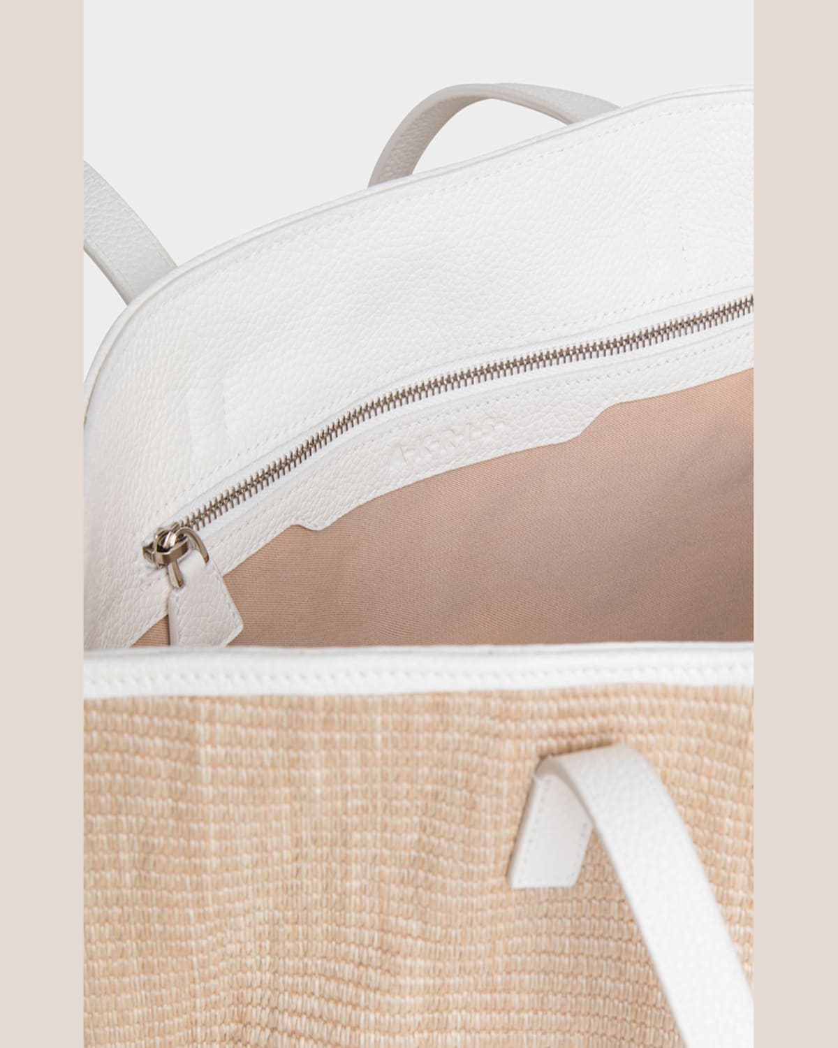 AKRIS AI RAFFIA & LEATHER TOTE BAG 