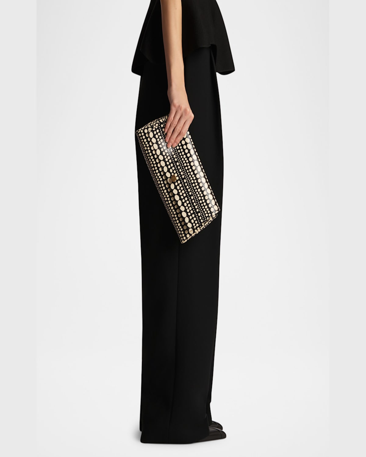 AKRIS ALEX RAFFIA & LEATHER TOTE BAG 