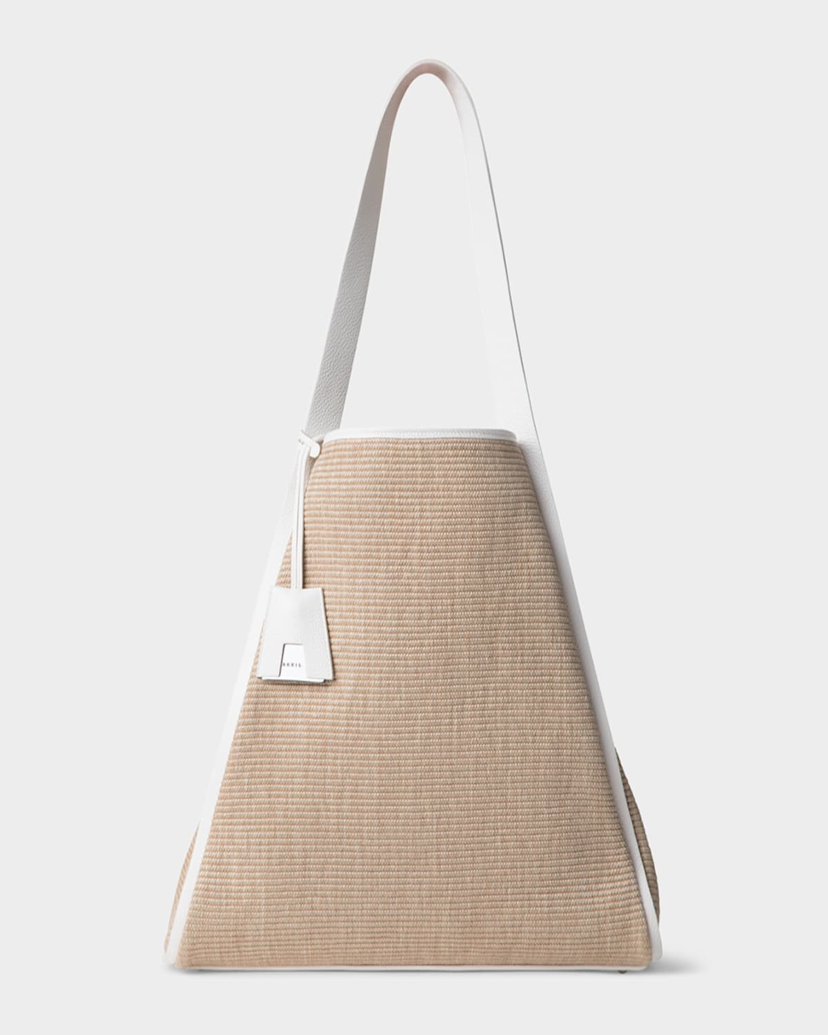 AKRIS ALEX RAFFIA & LEATHER TOTE BAG 