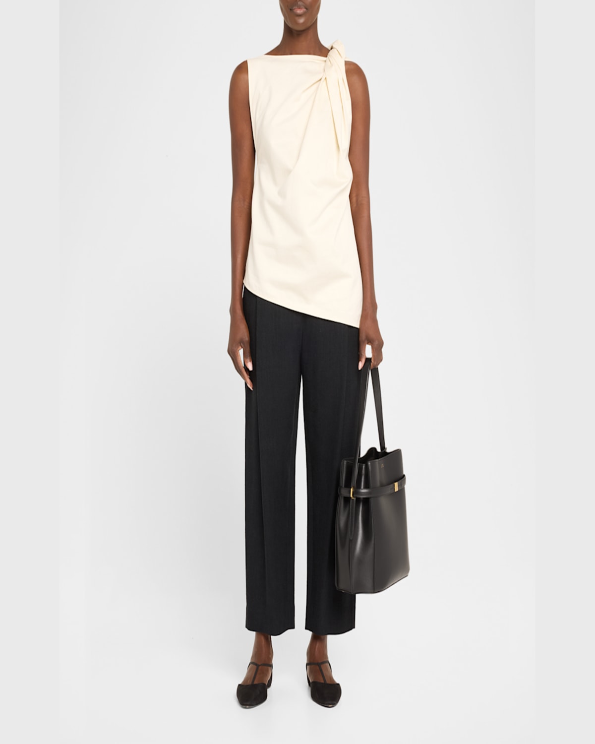 Totême Belted Napa Leather Bucket Bag In Black