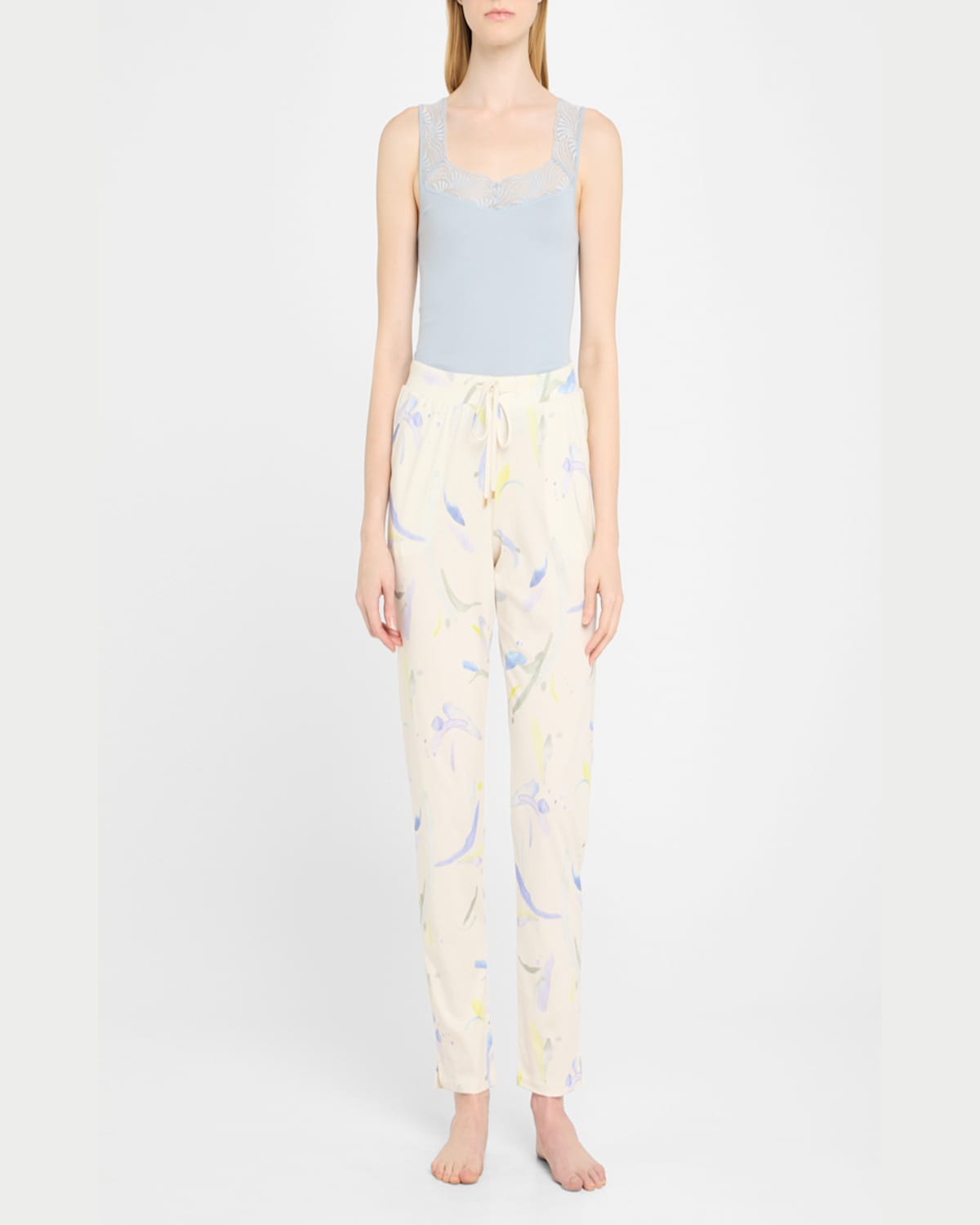 Shop Hanro Cotton Delight Lace-trim Tank Top In Sea Breeze