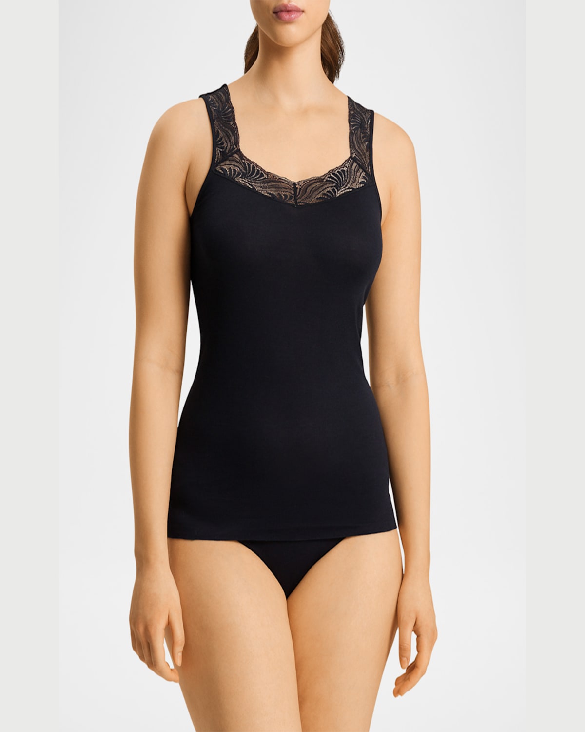 HANRO COTTON DELIGHT LACE-TRIM TANK TOP 