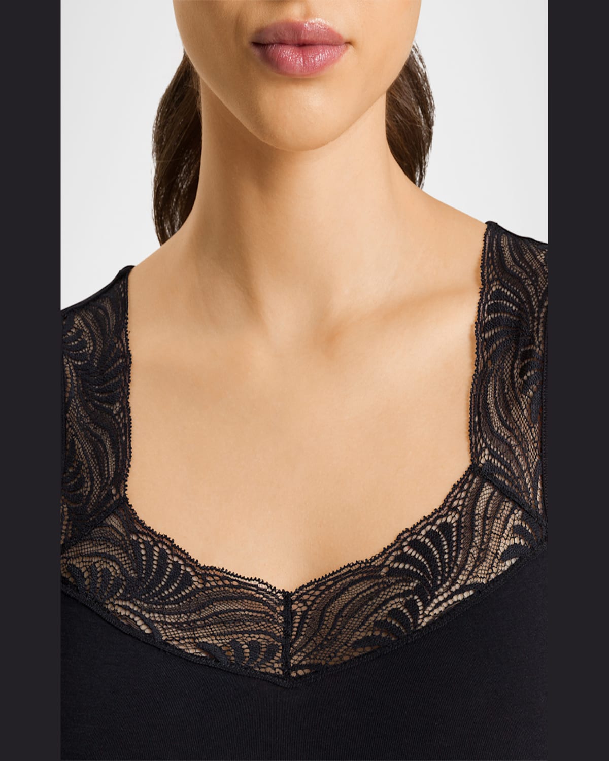HANRO COTTON DELIGHT LACE-TRIM TANK TOP 