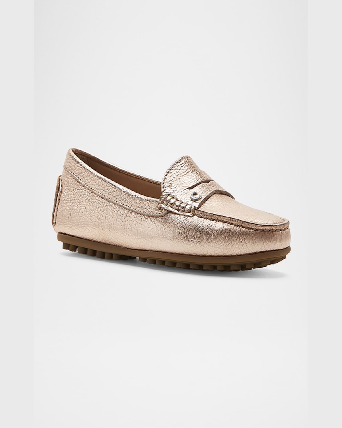 La Canadienne Pilar Metallic Penny Driver Loafers In Gold