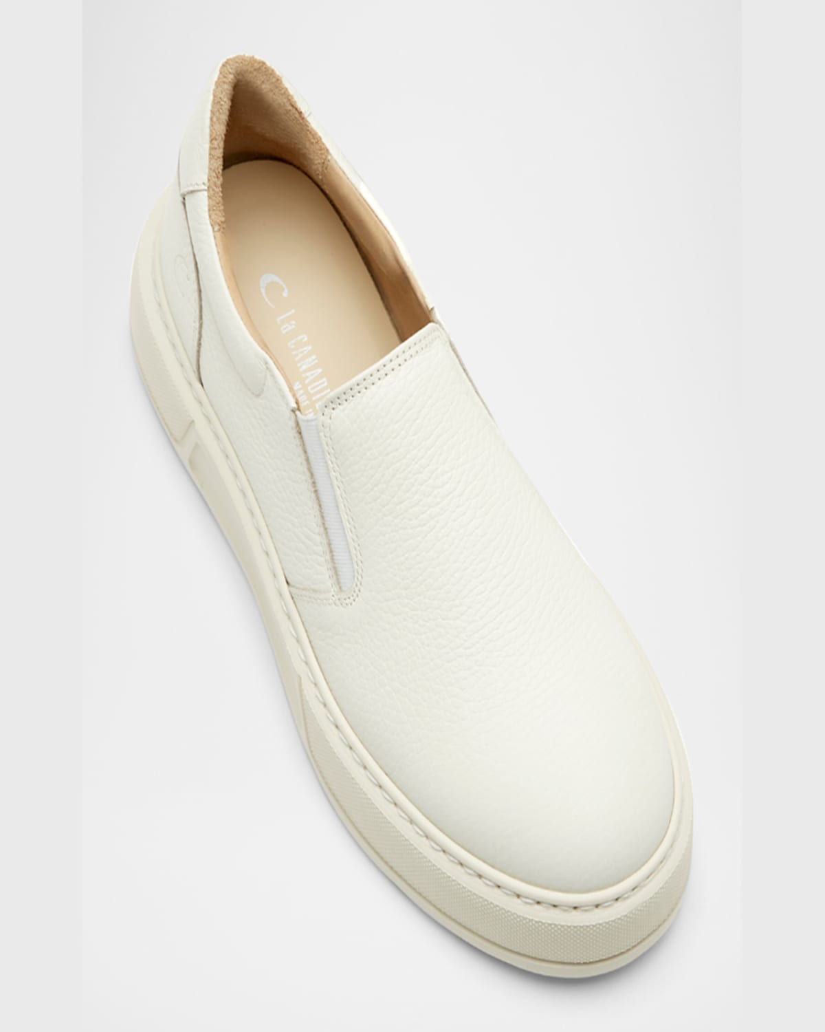 La Canadienne Virginia Leather Slip-on Sneakers In Off White
