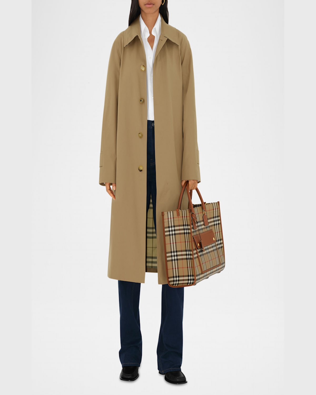 Burberry Freya Check Tote Bag In Vintage Check Briar Brown