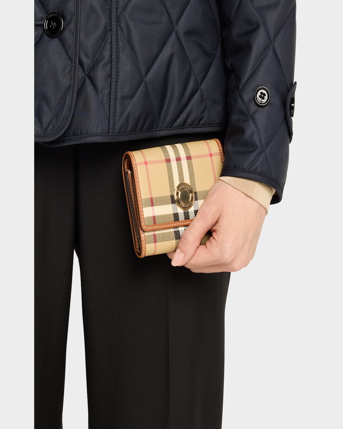 Burberry Lancaster Check Folding Wallet In Archive Beige