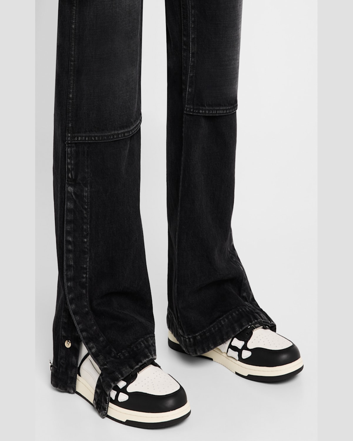 Amiri Multicolor Leather And Fabric Bandana Denim Skel Sneakers In Black/white