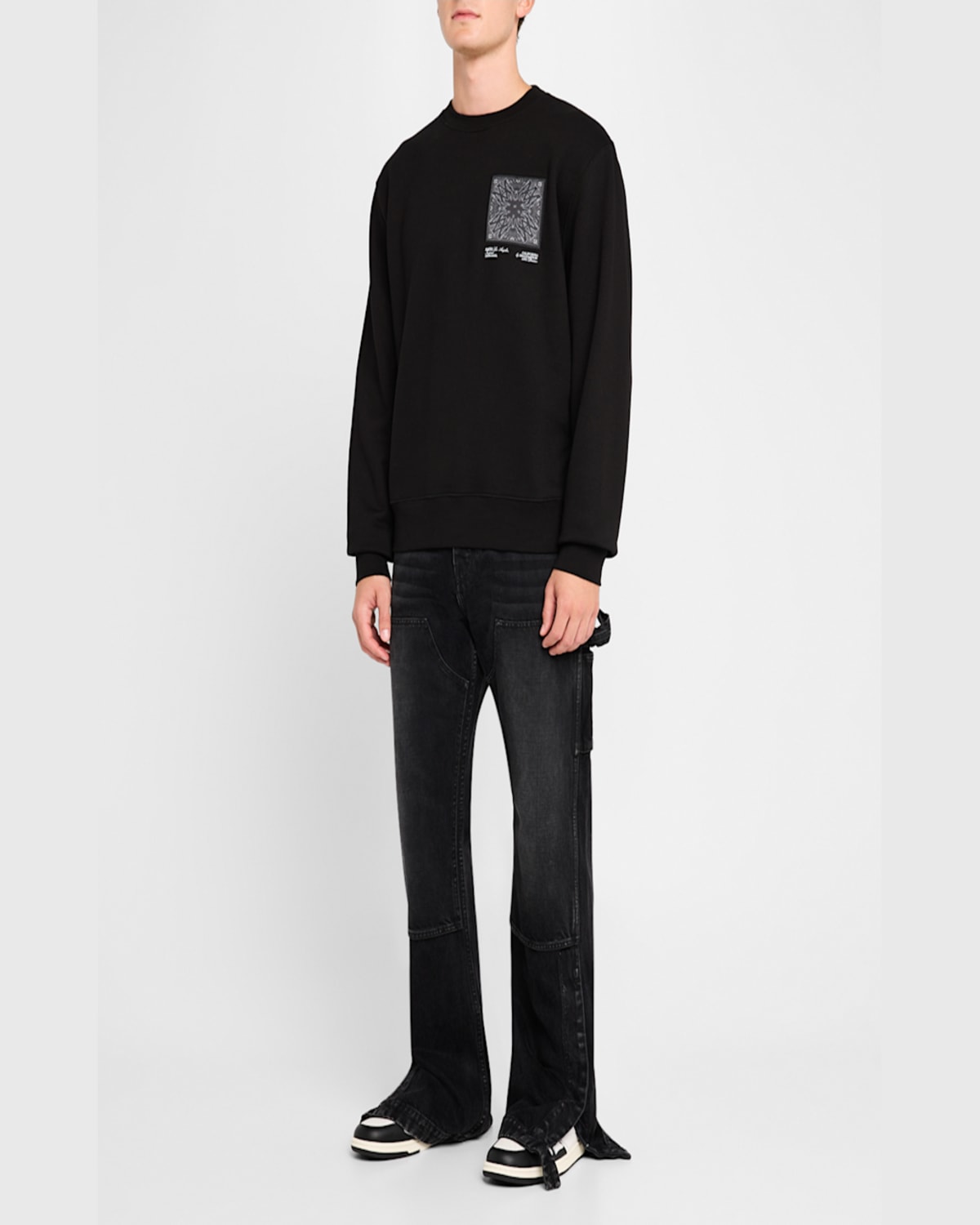 Amiri Multicolor Leather And Fabric Bandana Denim Skel Sneakers In Black/white