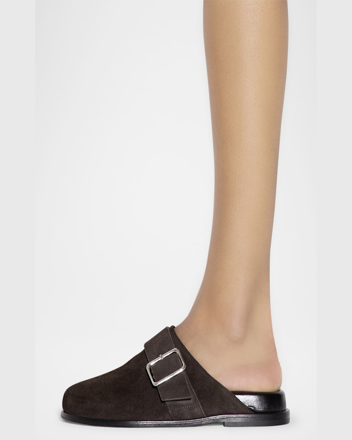 AEYDE FINJA SUEDE BUCKLE EASY MULES 
