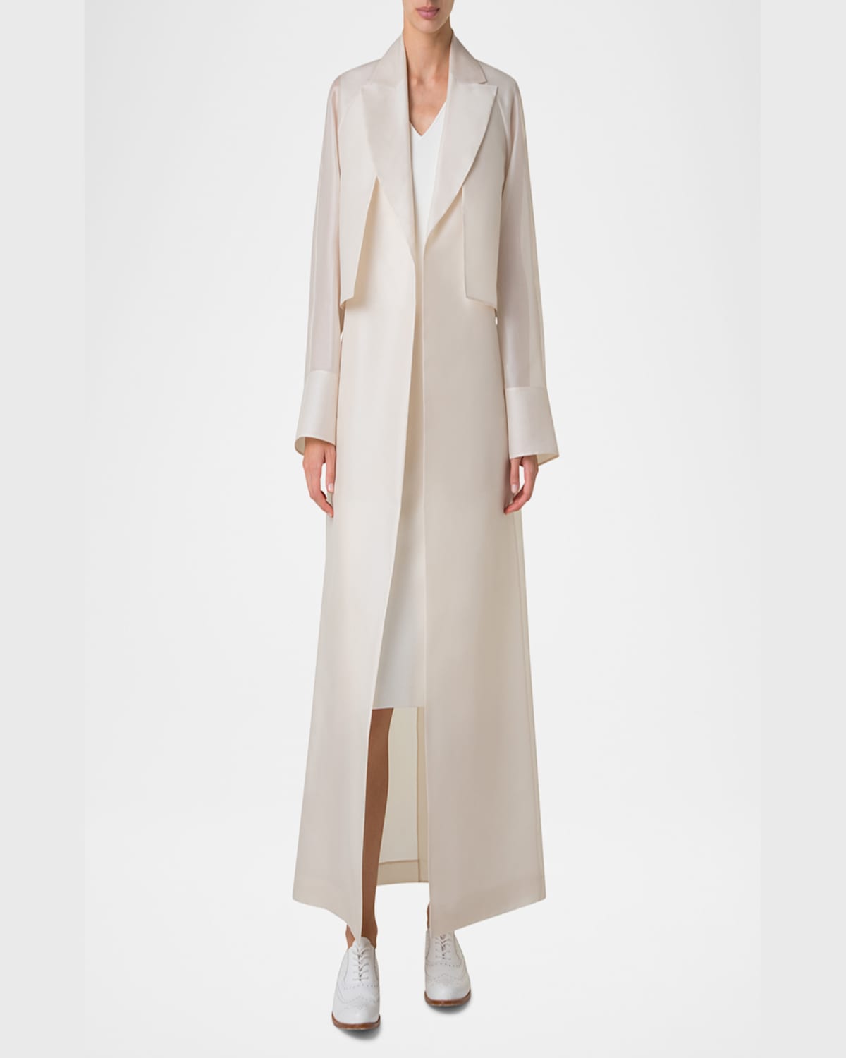 Akris Zendaya Silk Organza Coat With Detachable Bolero In Sand
