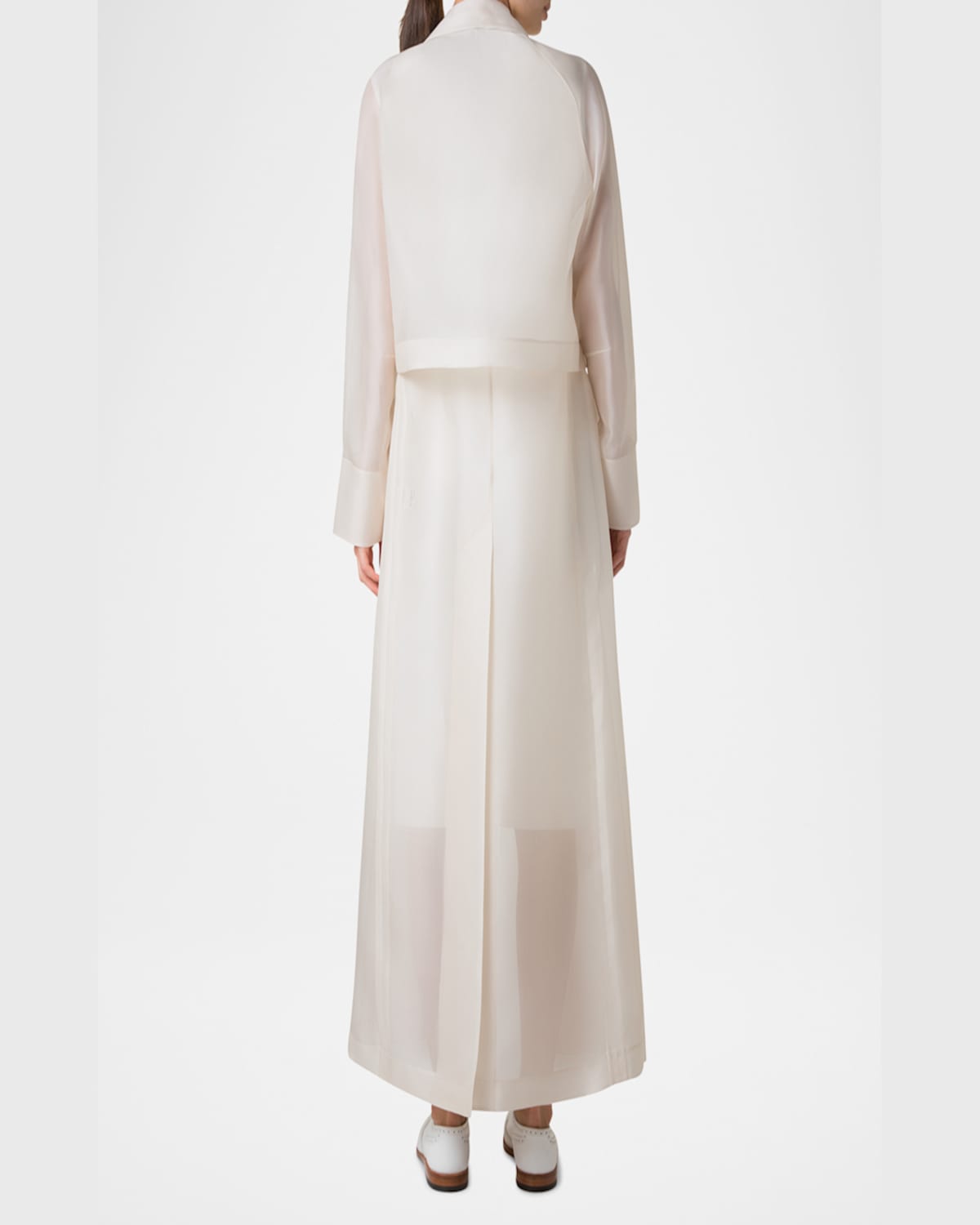 Akris Zendaya Silk Organza Coat With Detachable Bolero In Sand