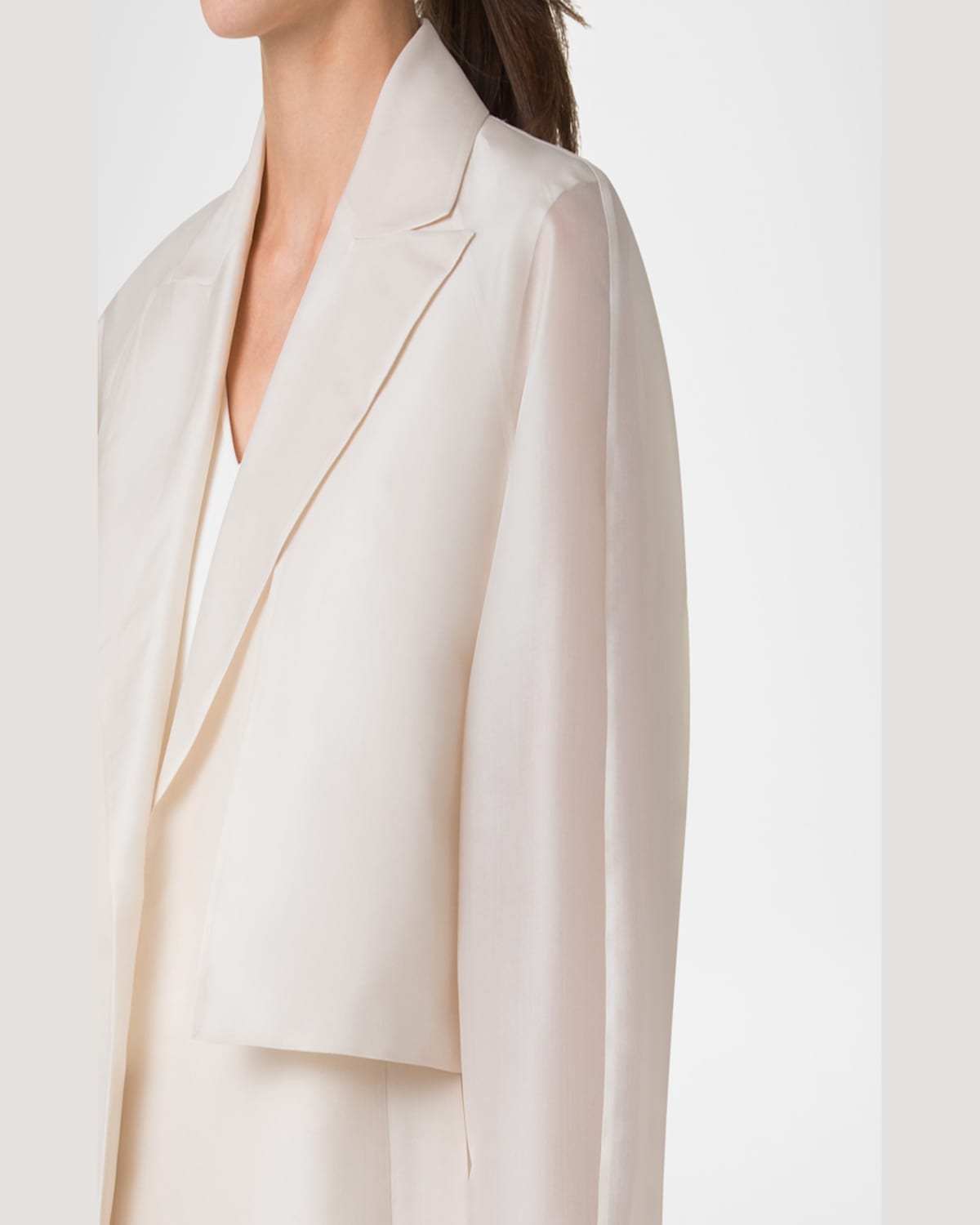 Akris Zendaya Silk Organza Coat With Detachable Bolero In Sand