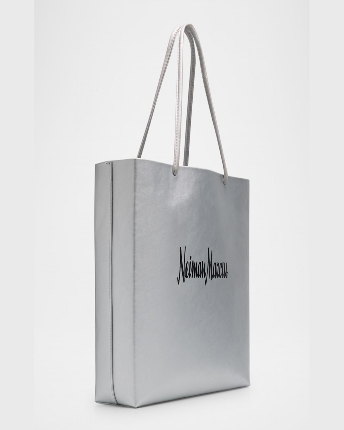 Gigi New York Neiman Marcus Metallic Leather Shopper Tote Bag In Metallic Silver