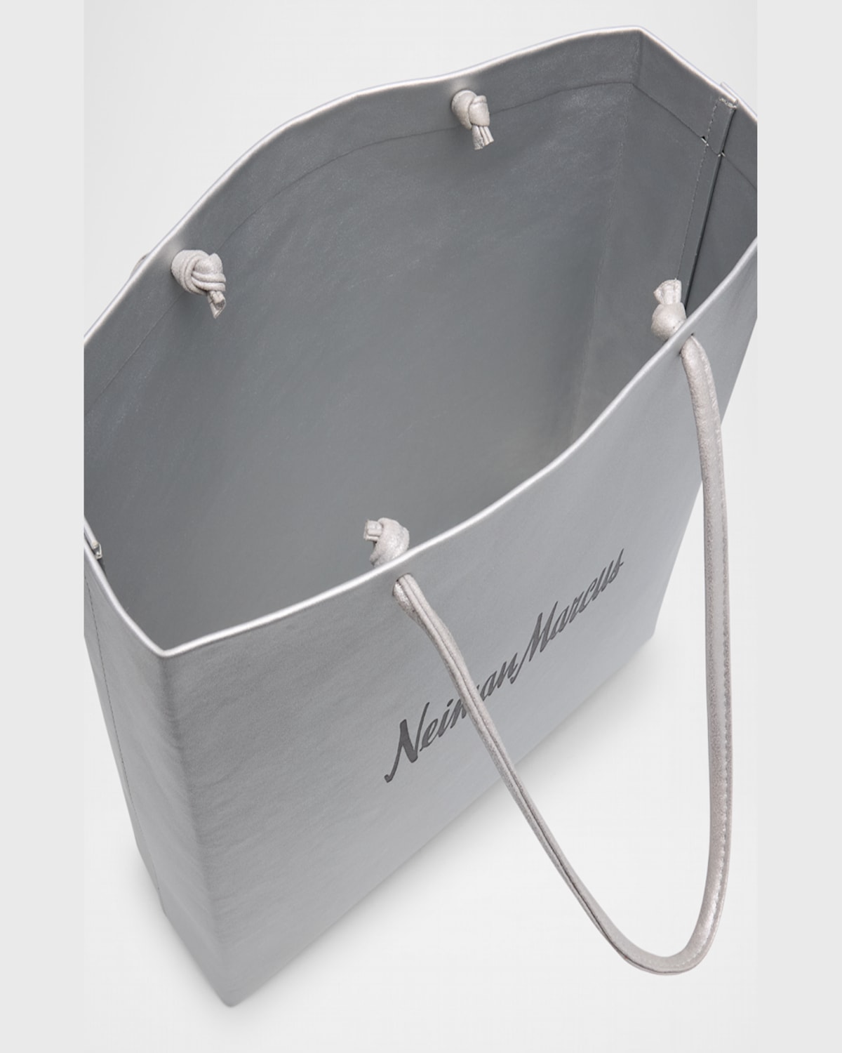Gigi New York Neiman Marcus Metallic Leather Shopper Tote Bag In Metallic Silver