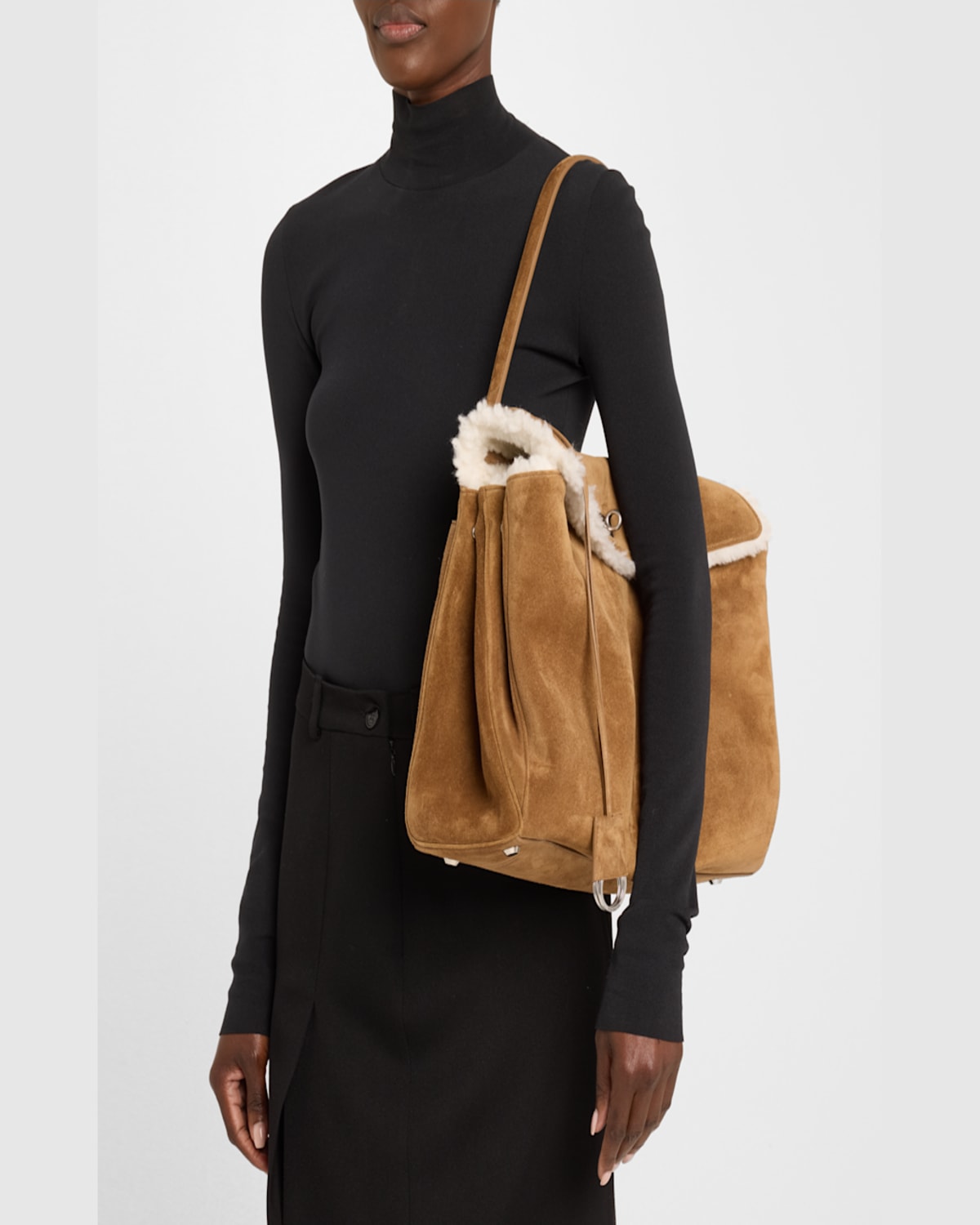 Balenciaga Womens  Rodeo Suede Top Handle Bag In 2590 Noce/white
