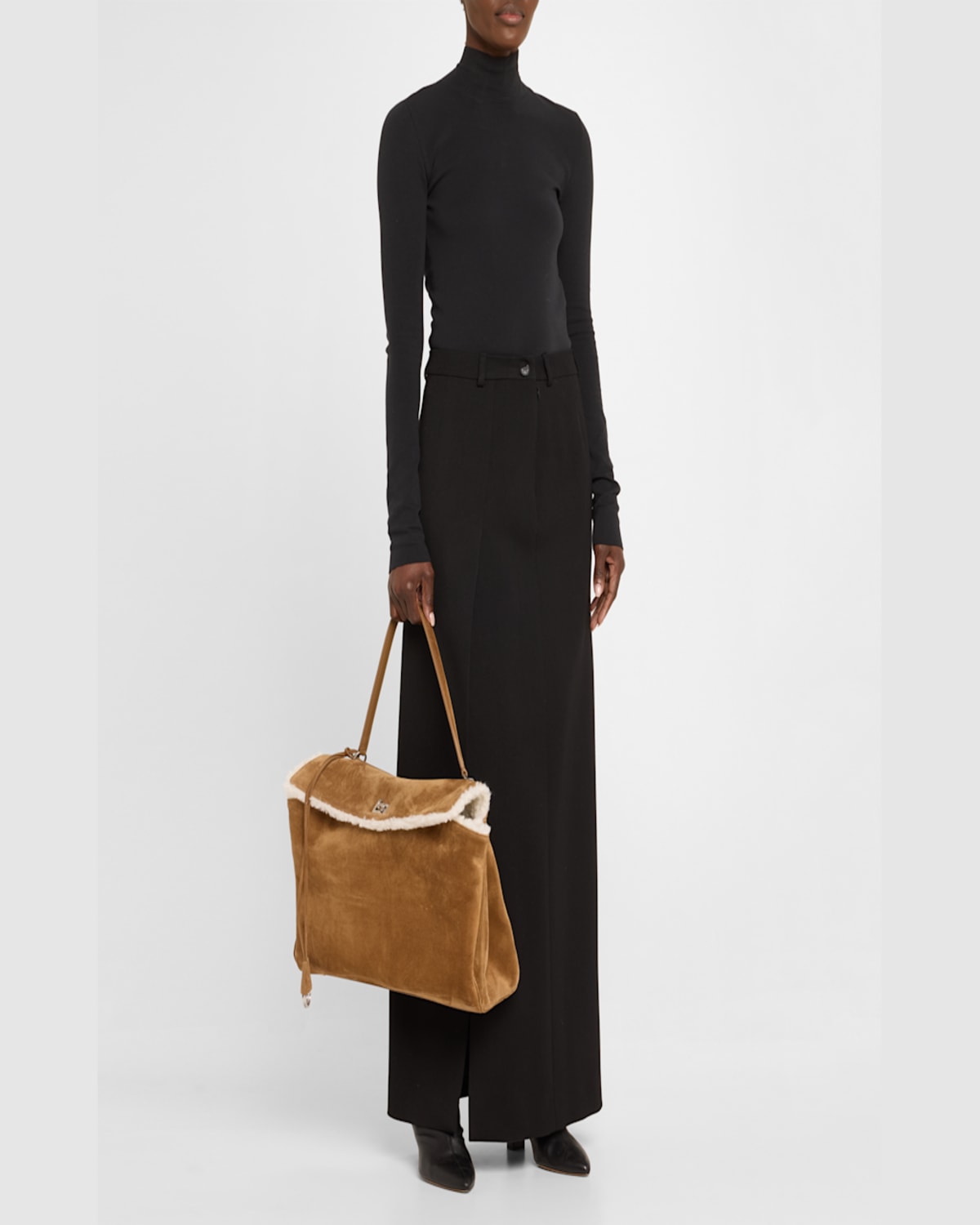 Balenciaga Womens  Rodeo Suede Top Handle Bag In 2590 Noce/white
